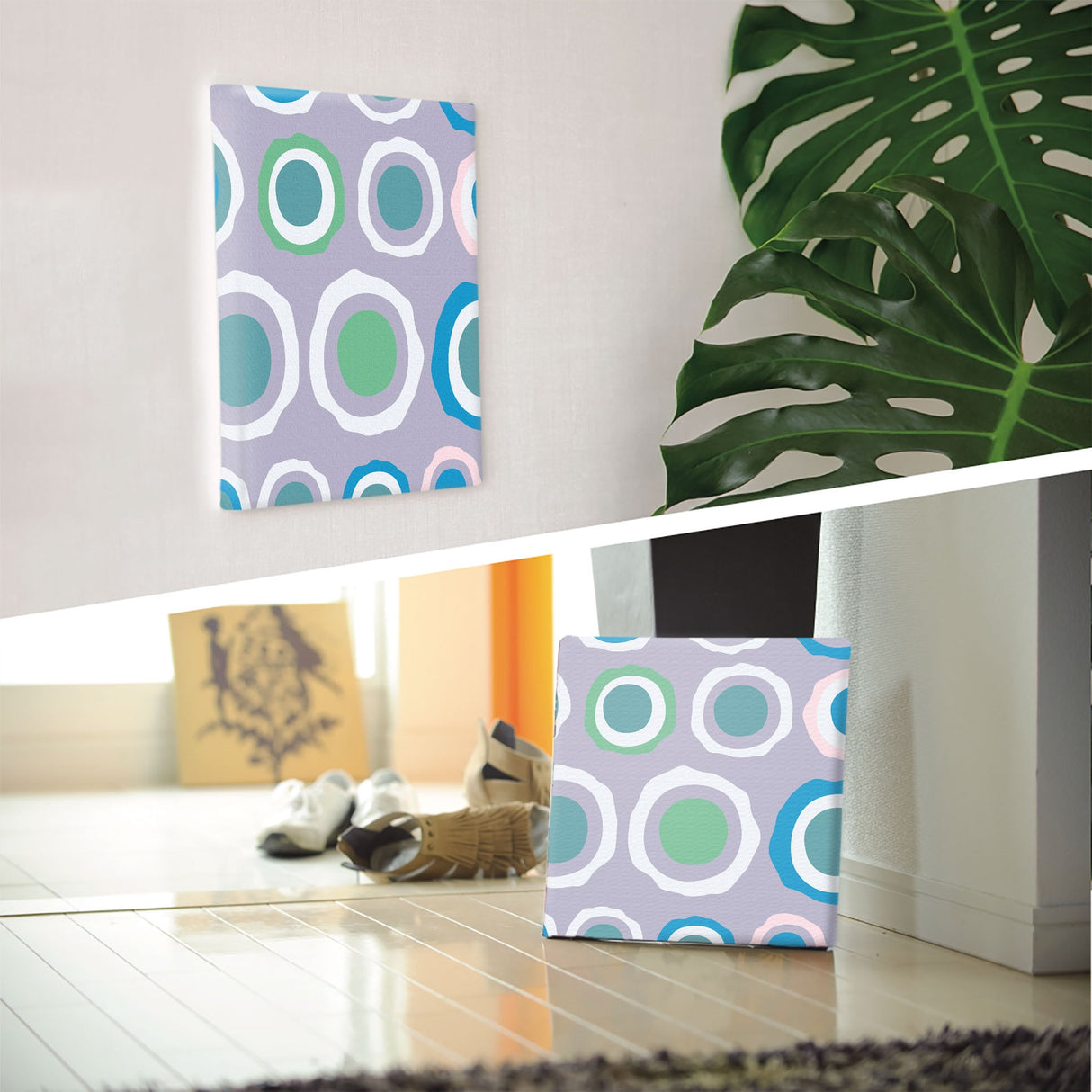 Perfect for the living room, Polka dot fabric panel wall art pat-0146