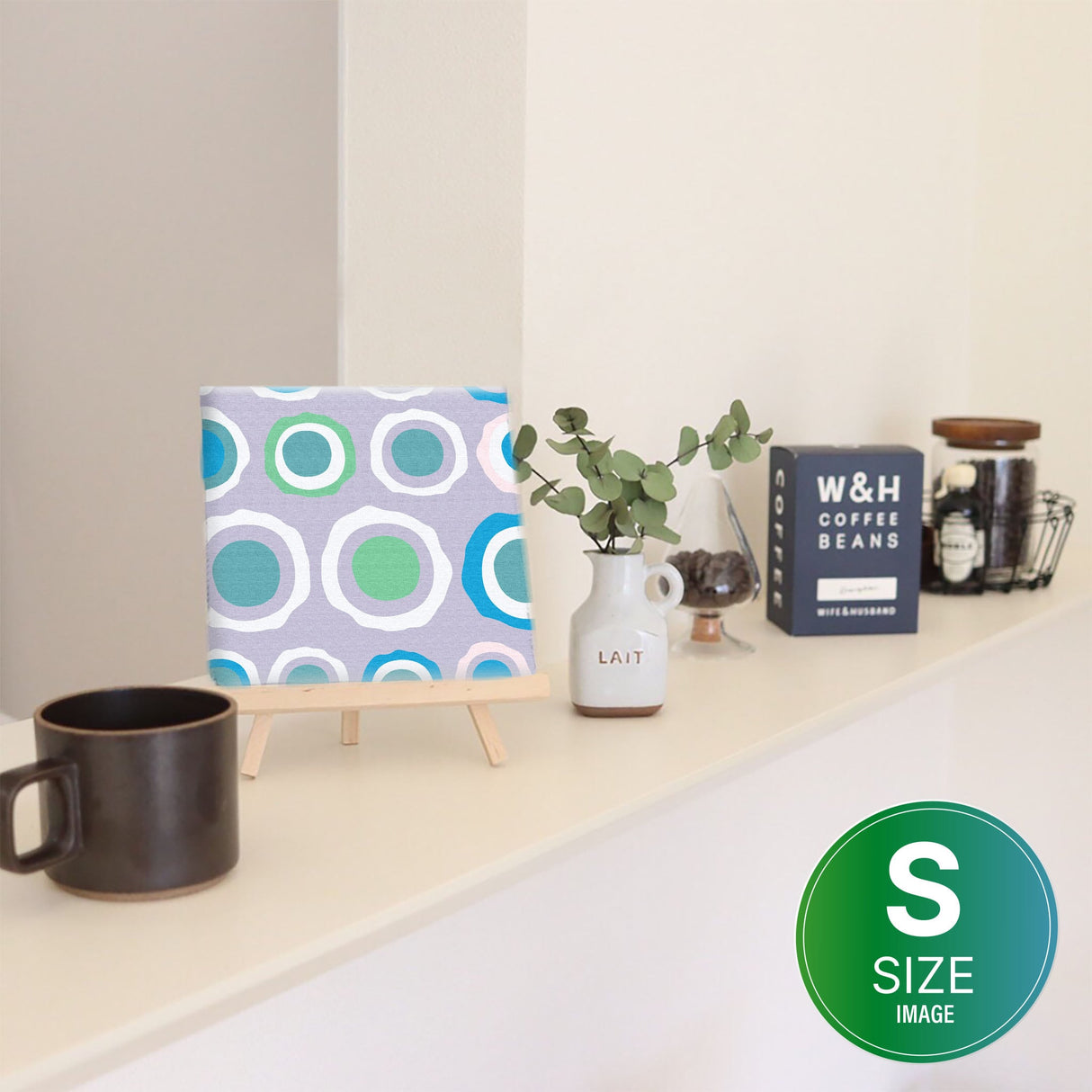 Perfect for the living room, Polka dot fabric panel wall art pat-0146