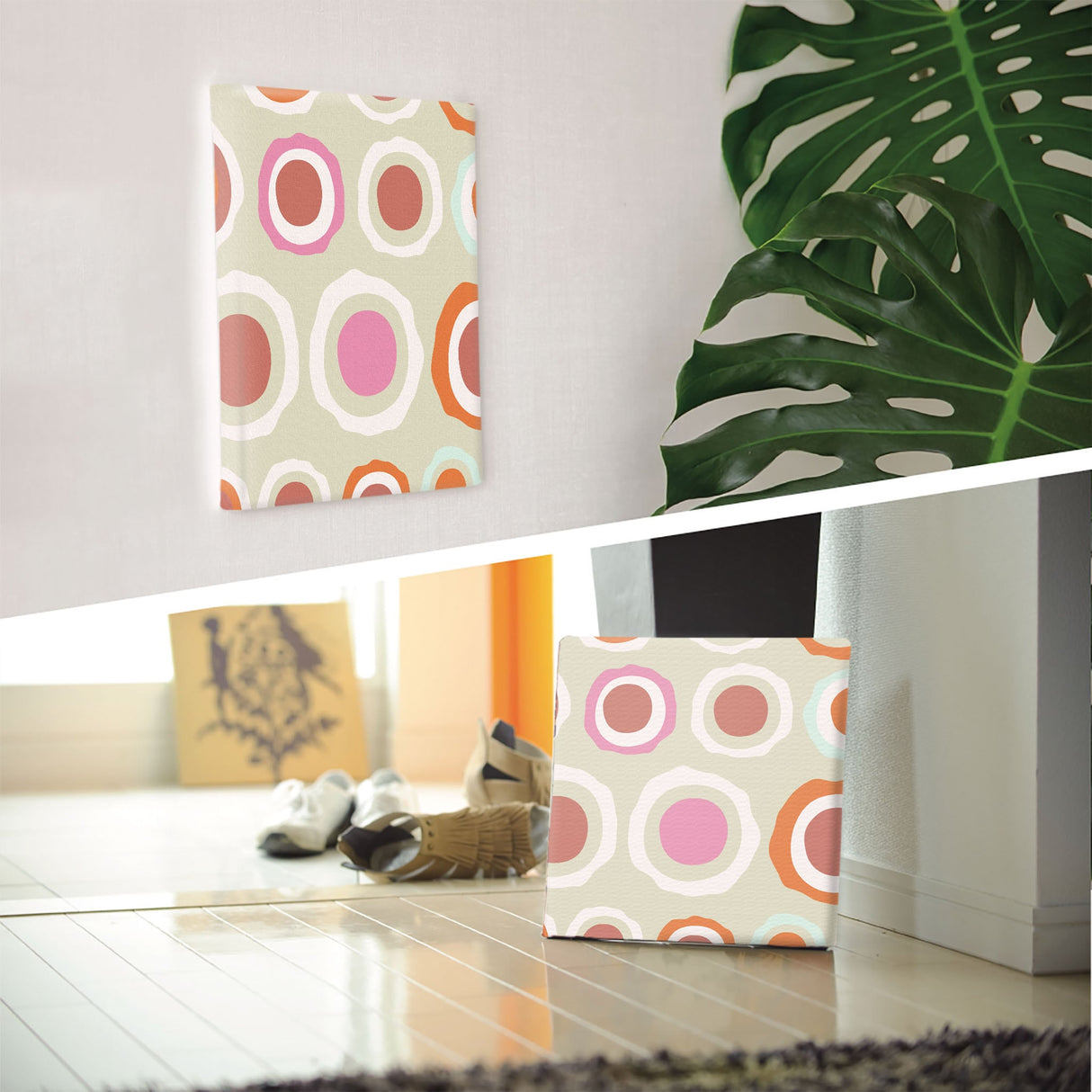 A polka dot fabric panel perfect for your entrance. Interior design for single living pat-0147