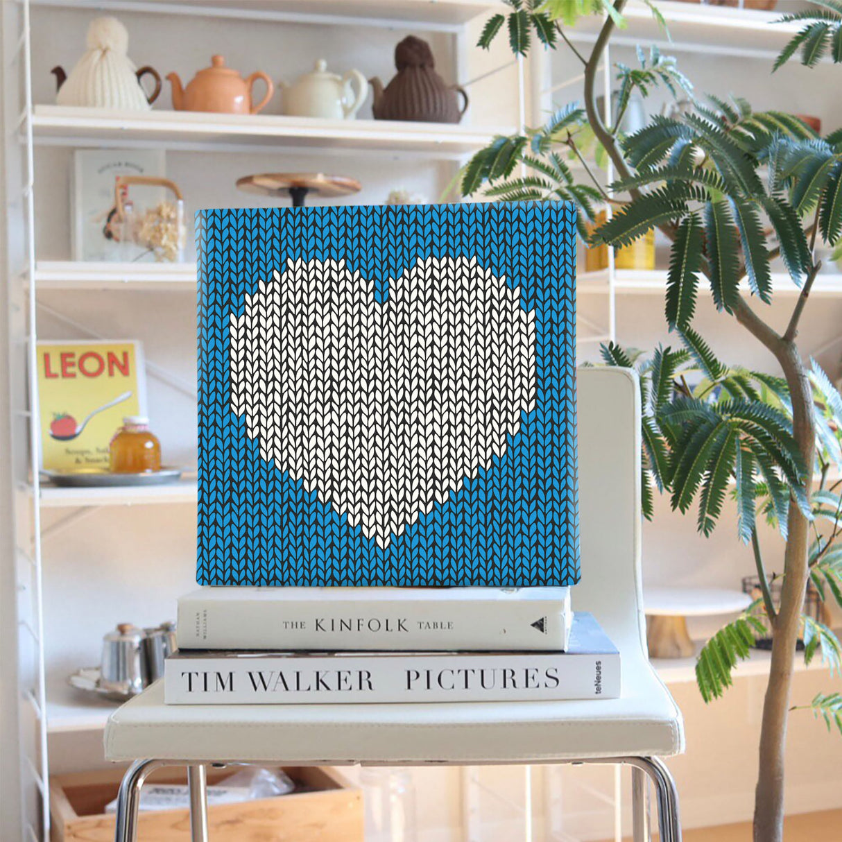 Scandinavian Heart Art Board, Interior Design for Living Alone, pat-0296-blu