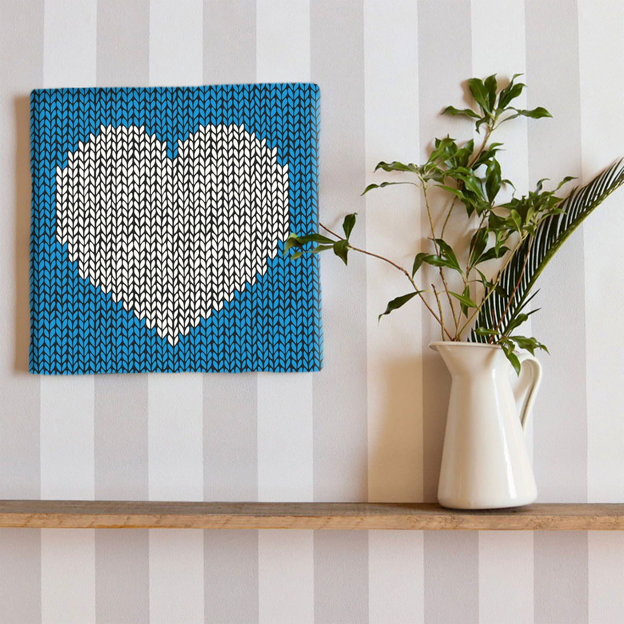 Scandinavian Heart Art Board, Interior Design for Living Alone, pat-0296-blu