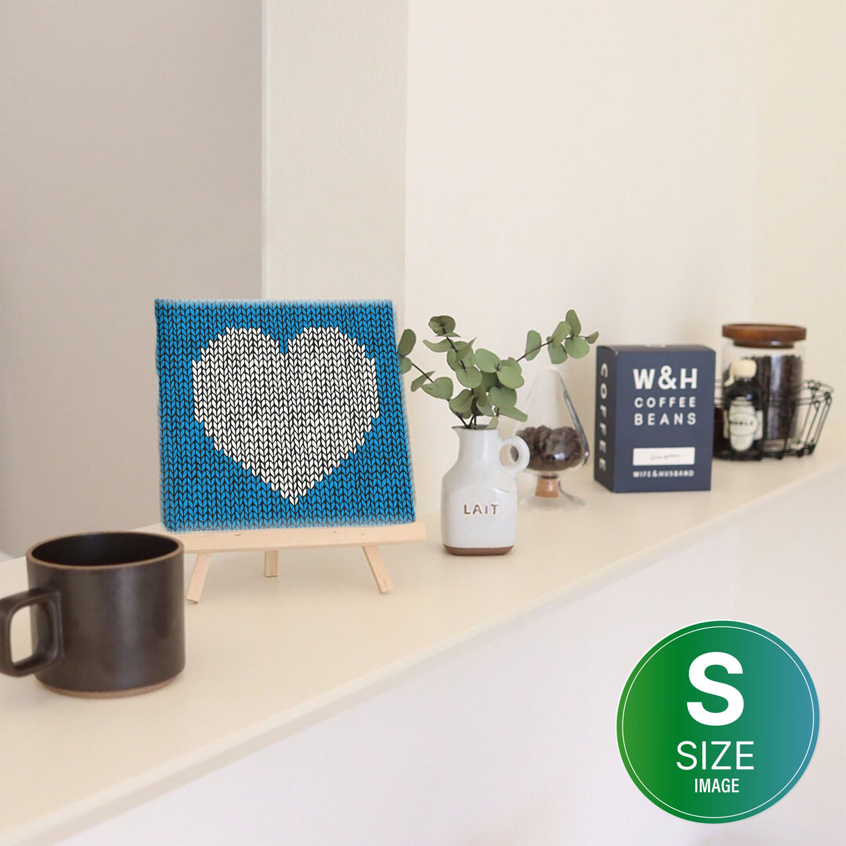 Scandinavian Heart Art Board, Interior Design for Living Alone, pat-0296-blu