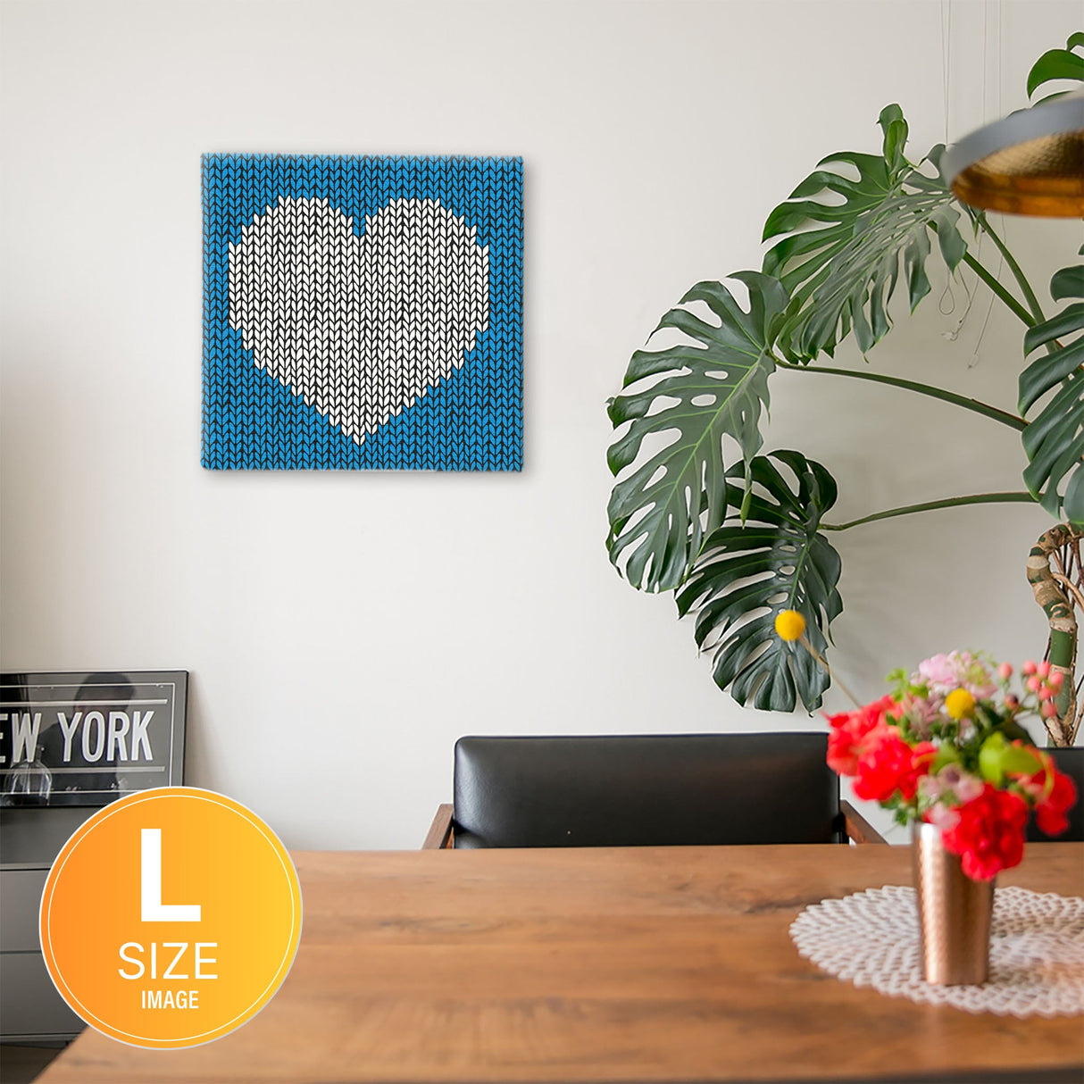 Scandinavian Heart Art Board, Interior Design for Living Alone, pat-0296-blu