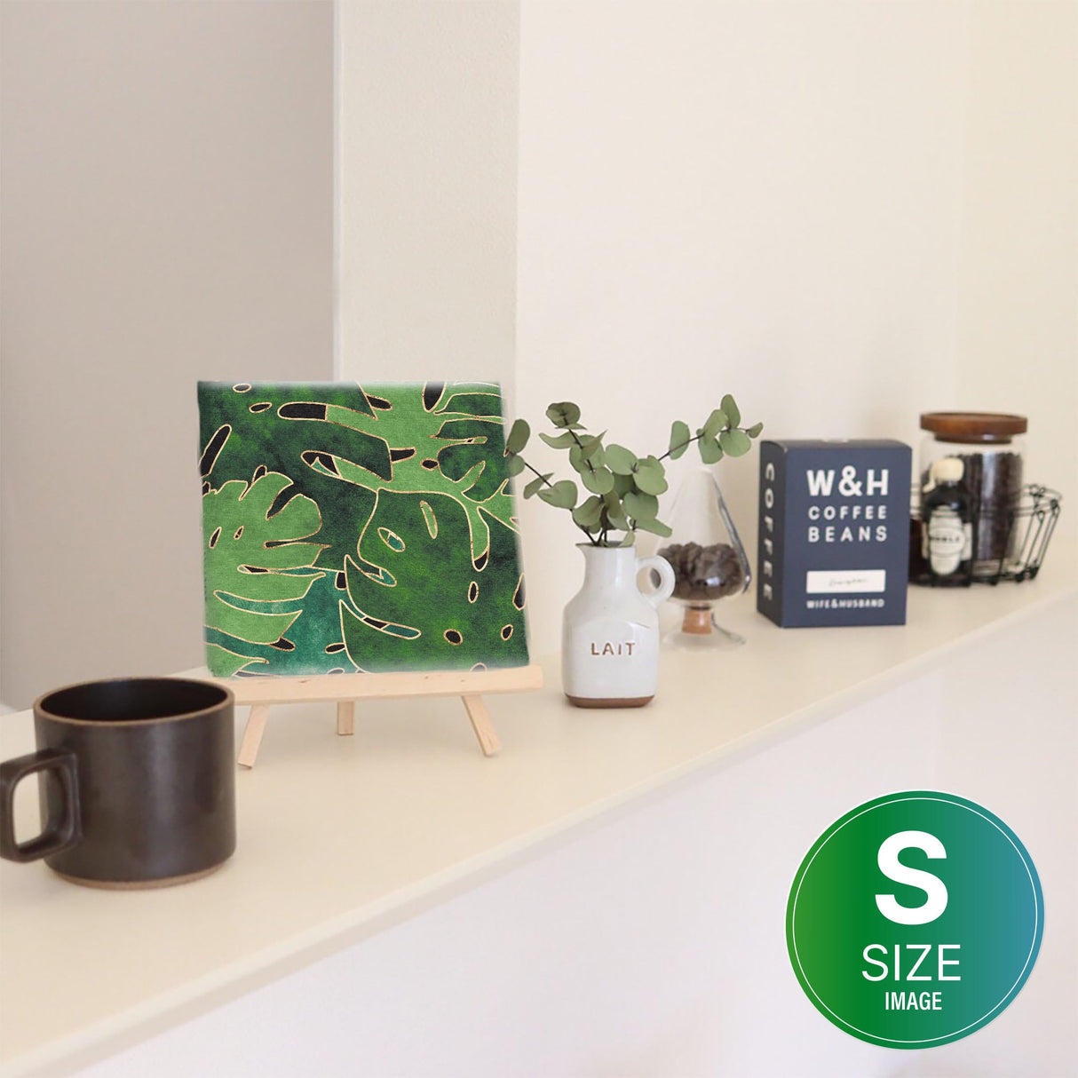 Botanical fabric panel Interior goods Art panel Canvas Green Plants patt-2003-03