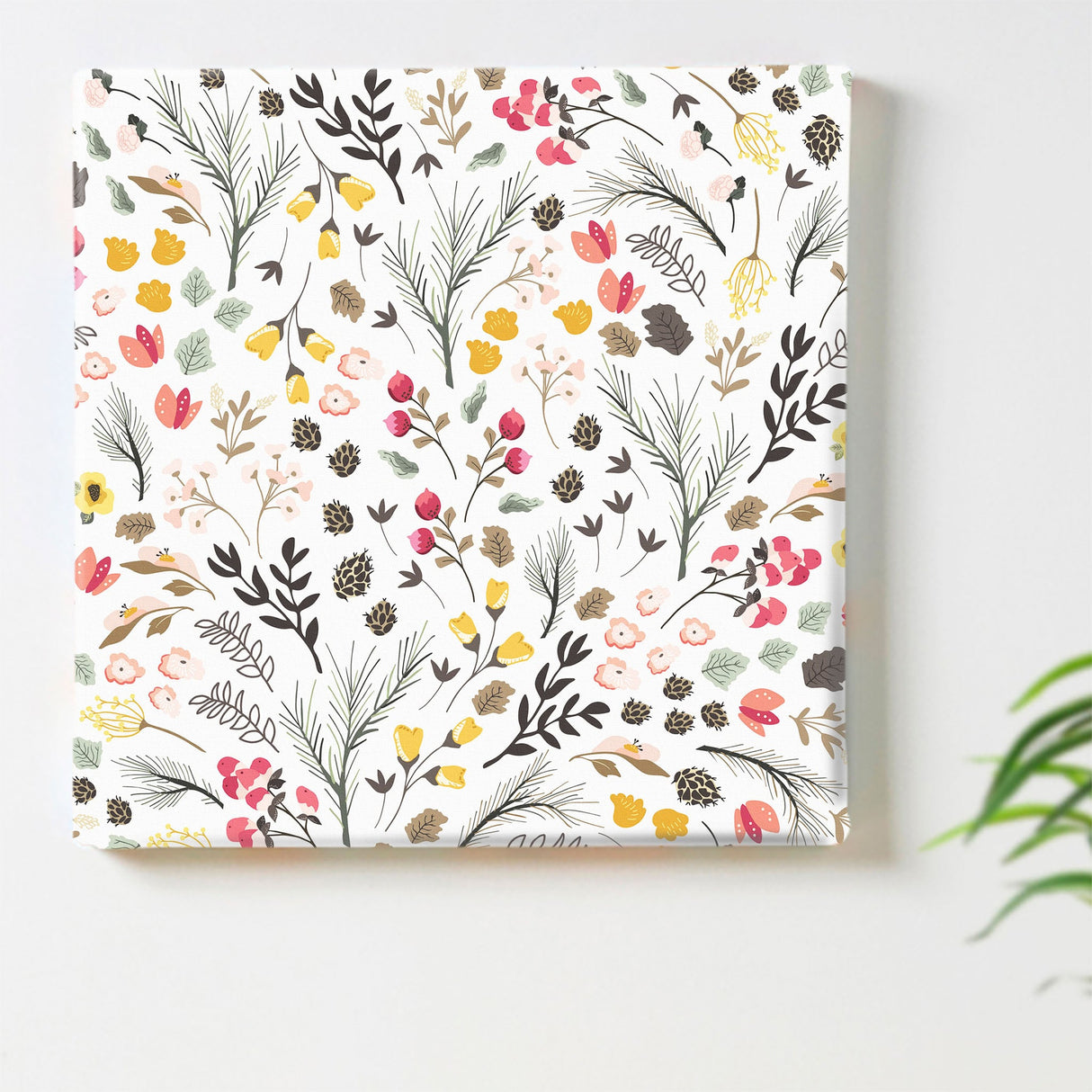 Floral fabric panel Interior goods Art panel Canvas Colorful Plants patt-2003-12