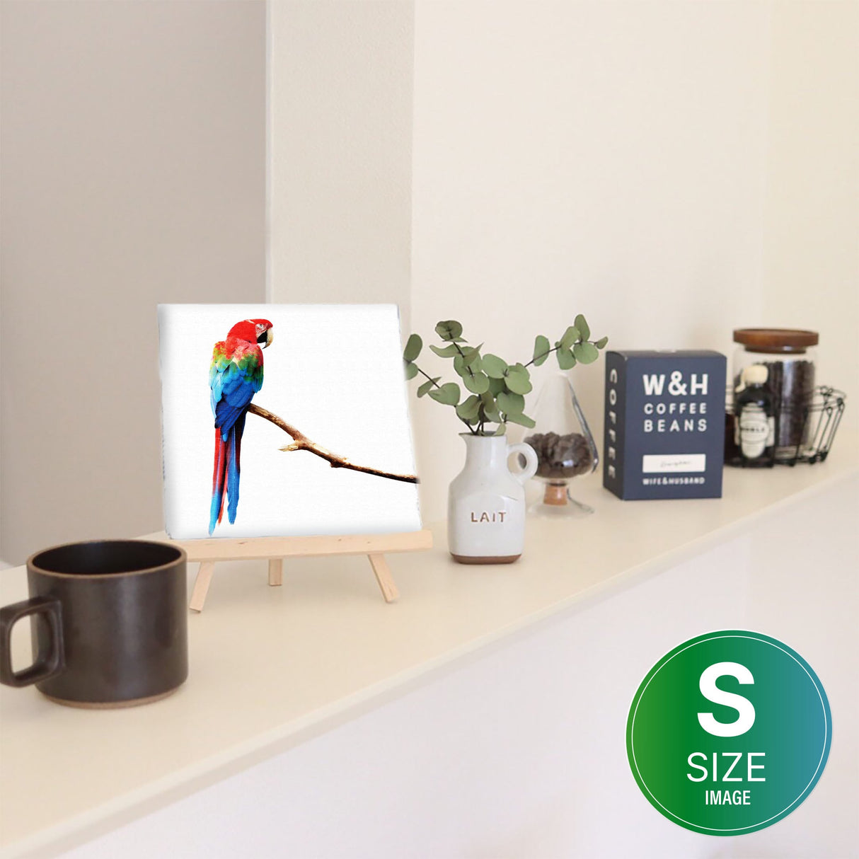 壁掛けインテリアにファブリックパネル|インコ インテリア アート pho-0046