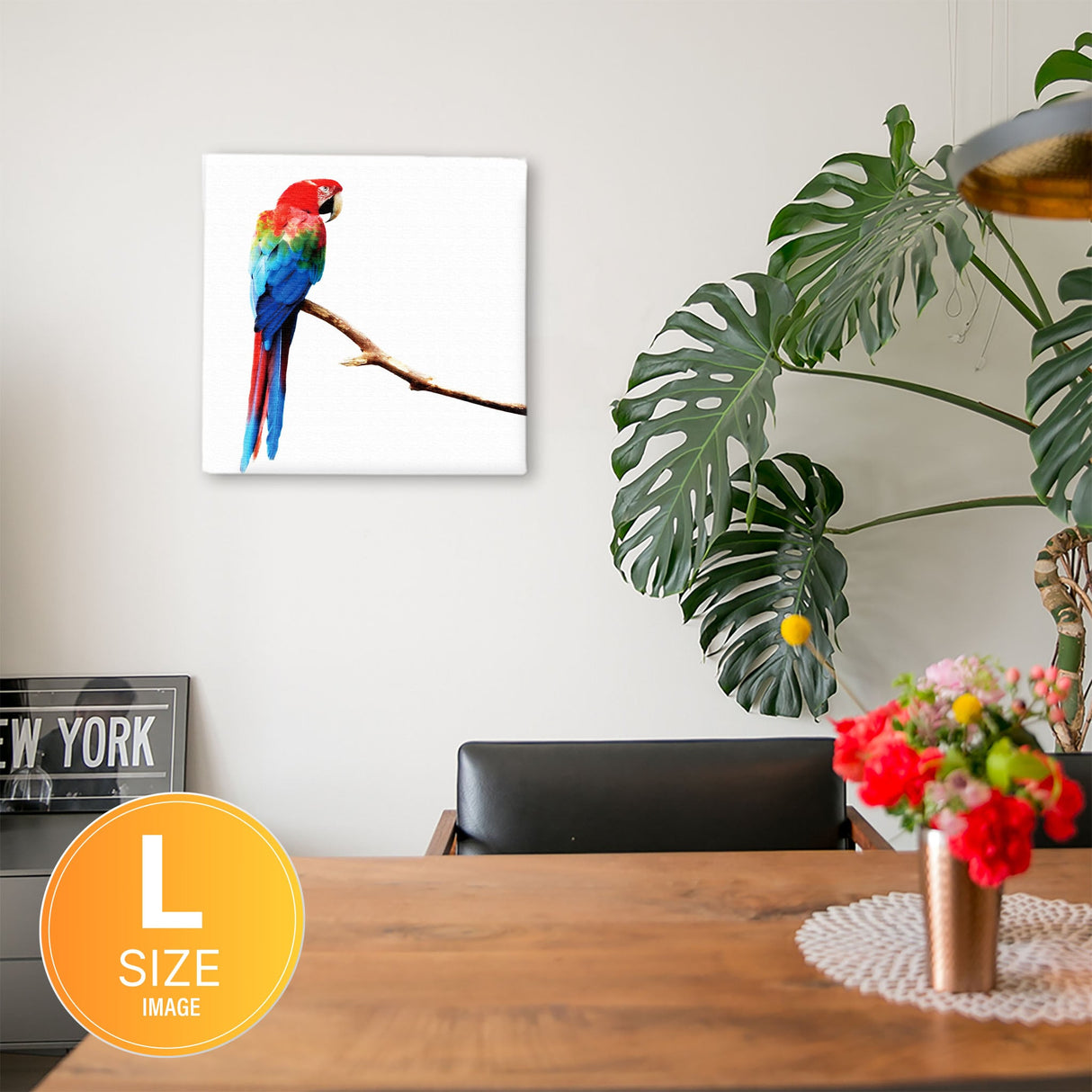 壁掛けインテリアにファブリックパネル|インコ インテリア アート pho-0046