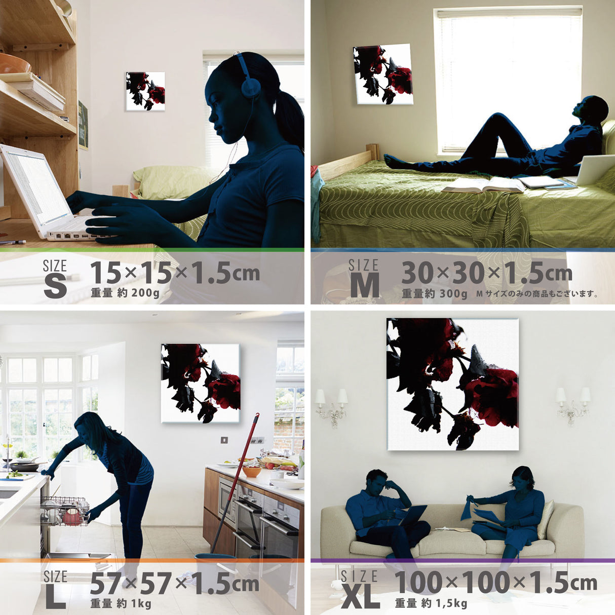 壁掛けインテリアにファブリックパネル|バラ 写真 アート pho-0047