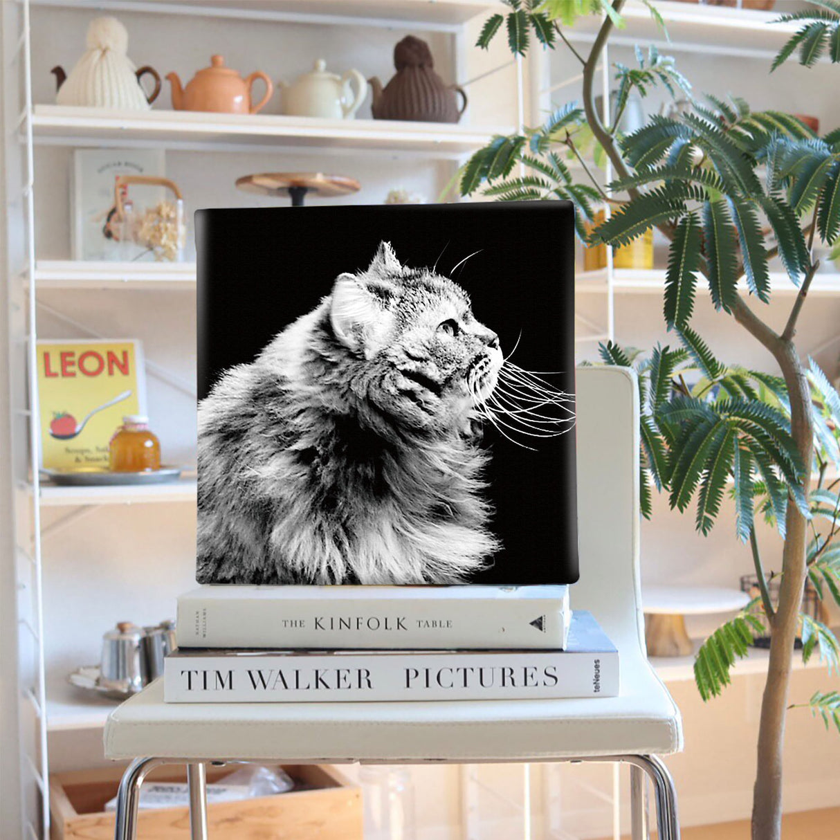 Fabric panel for wall decoration | Cat interior art pho-0055