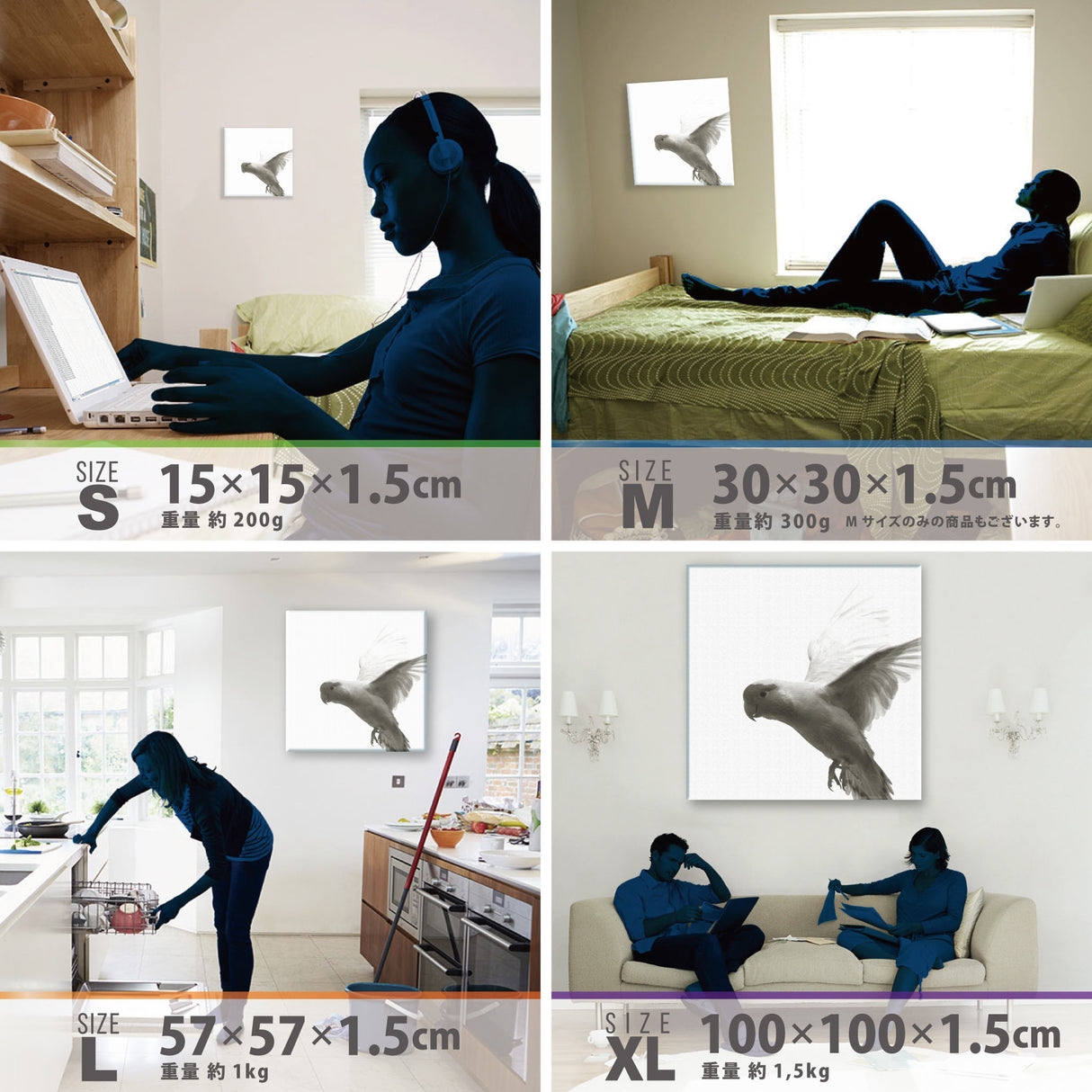 鳥のファブリックボード インテリア 雑貨 アート シンプルモダン  pho-0109