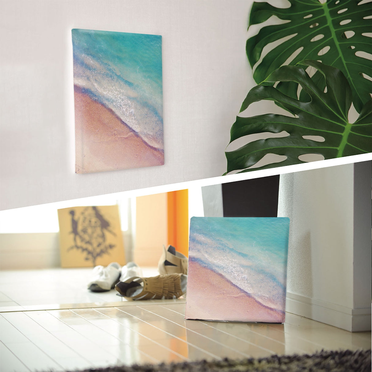 海のファブリックボード インテリア雑貨 アートパネル キャンバス パープル poht-2111-01