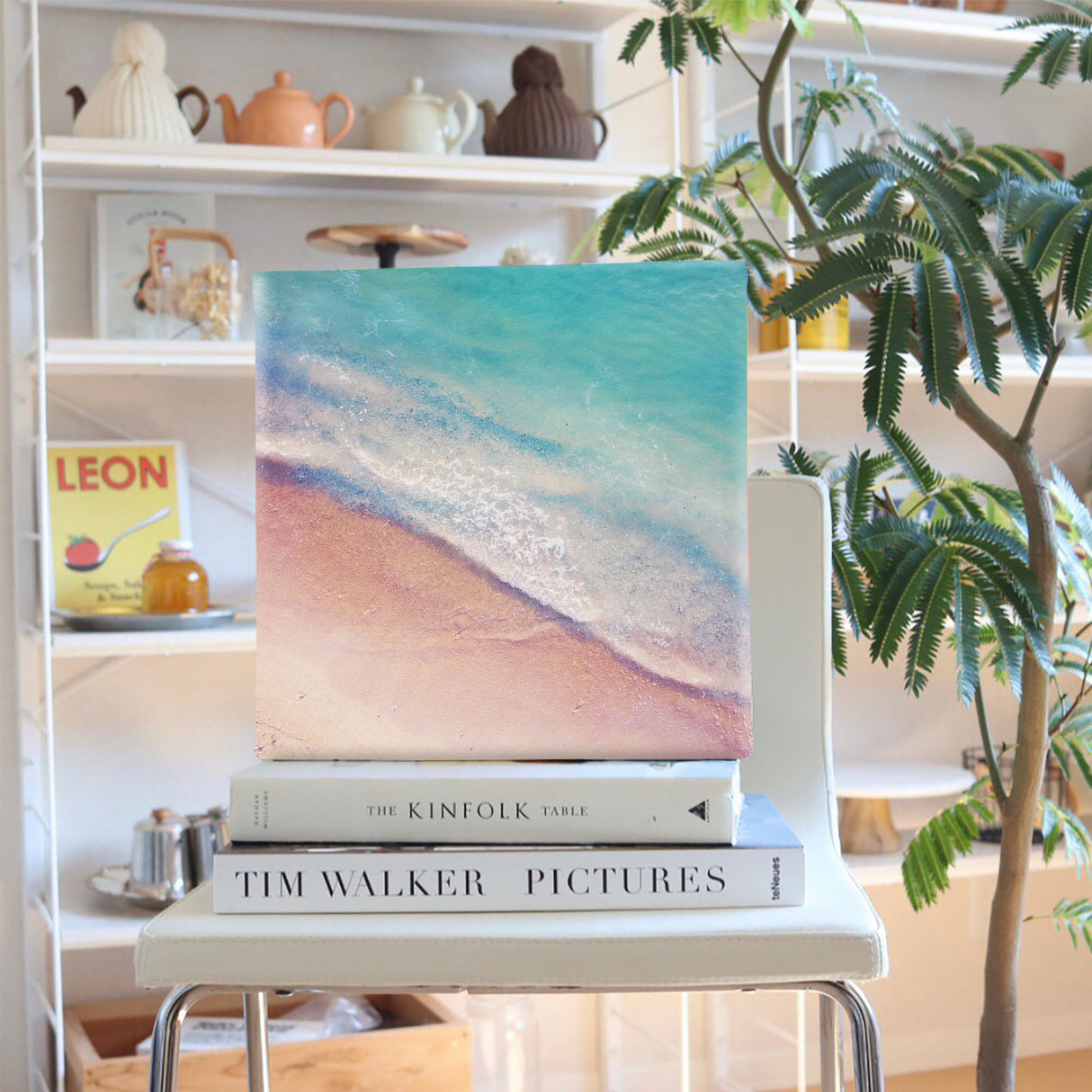 海のファブリックボード インテリア雑貨 アートパネル キャンバス パープル poht-2111-01