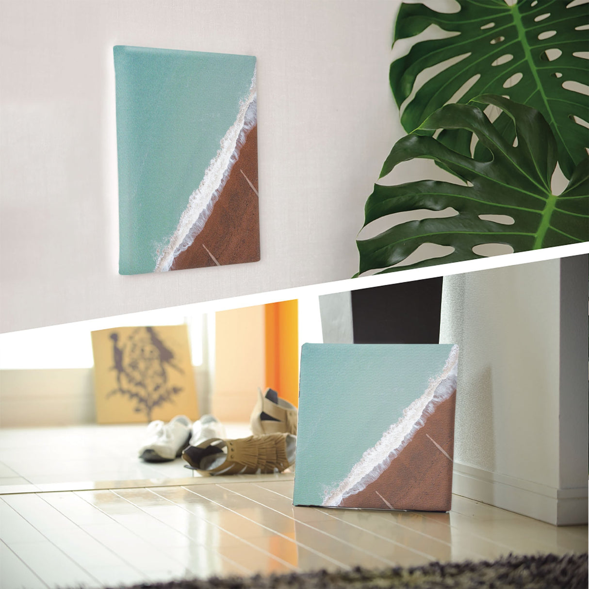 海のファブリックパネル インテリア雑貨 アートパネル キャンバス パープル poht-2111-09