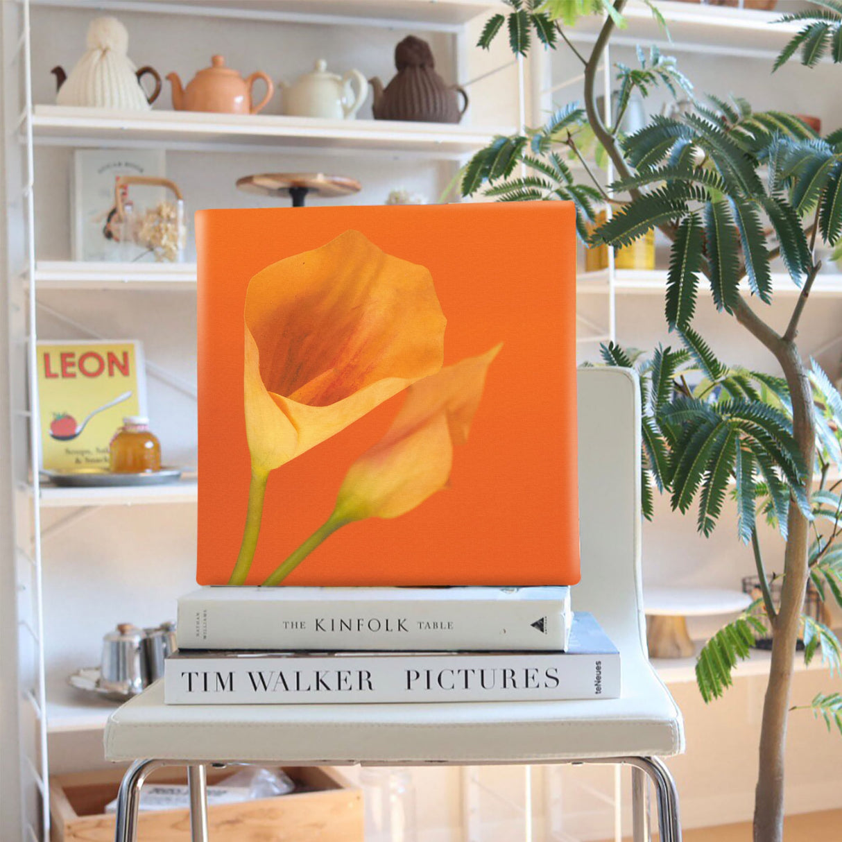 花のアートパネル インテリア雑貨 アートパネル キャンバス オレンジ poht-2205-01