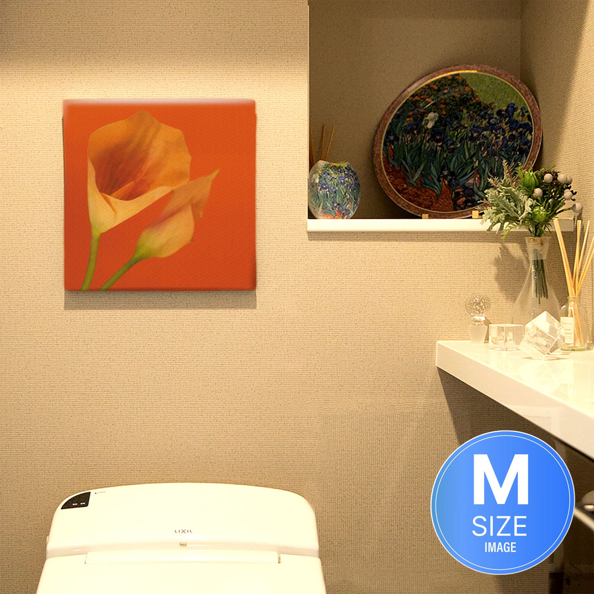 花のアートパネル インテリア雑貨 アートパネル キャンバス オレンジ poht-2205-01