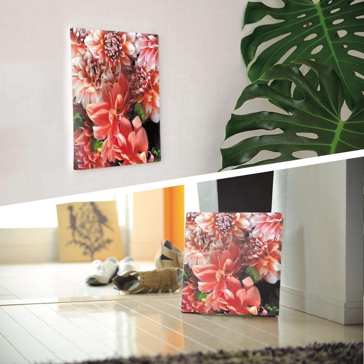 花のファブリックボード インテリア雑貨 アートパネル キャンバス ピンク poht-2205-02