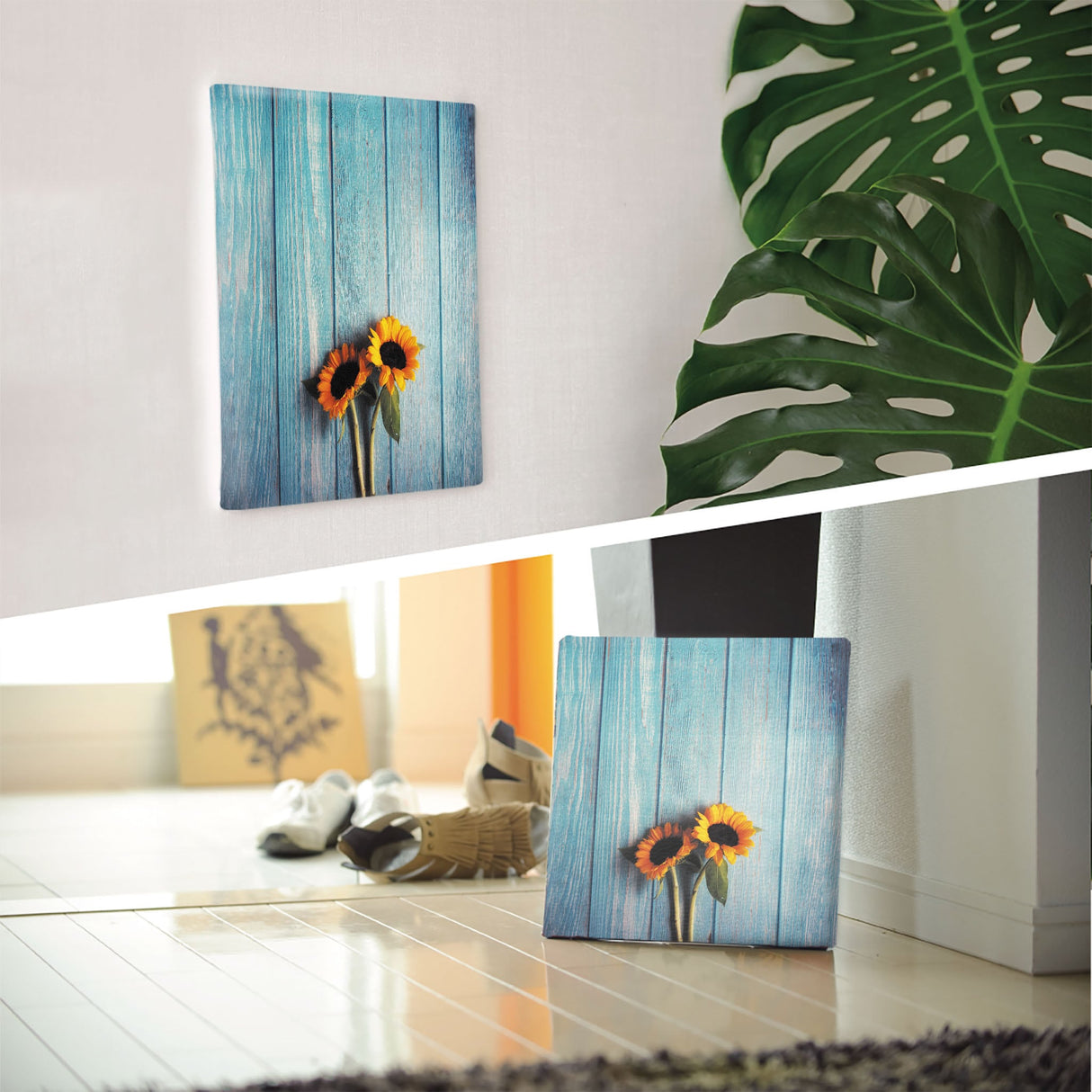 Flower Art Panel Interior Goods Art Panel Canvas Sunflower Blue poht-2205-03