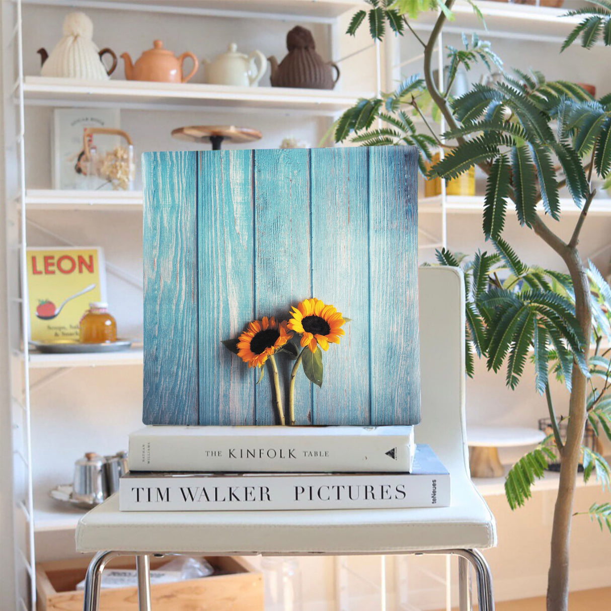 Flower Art Panel Interior Goods Art Panel Canvas Sunflower Blue poht-2205-03