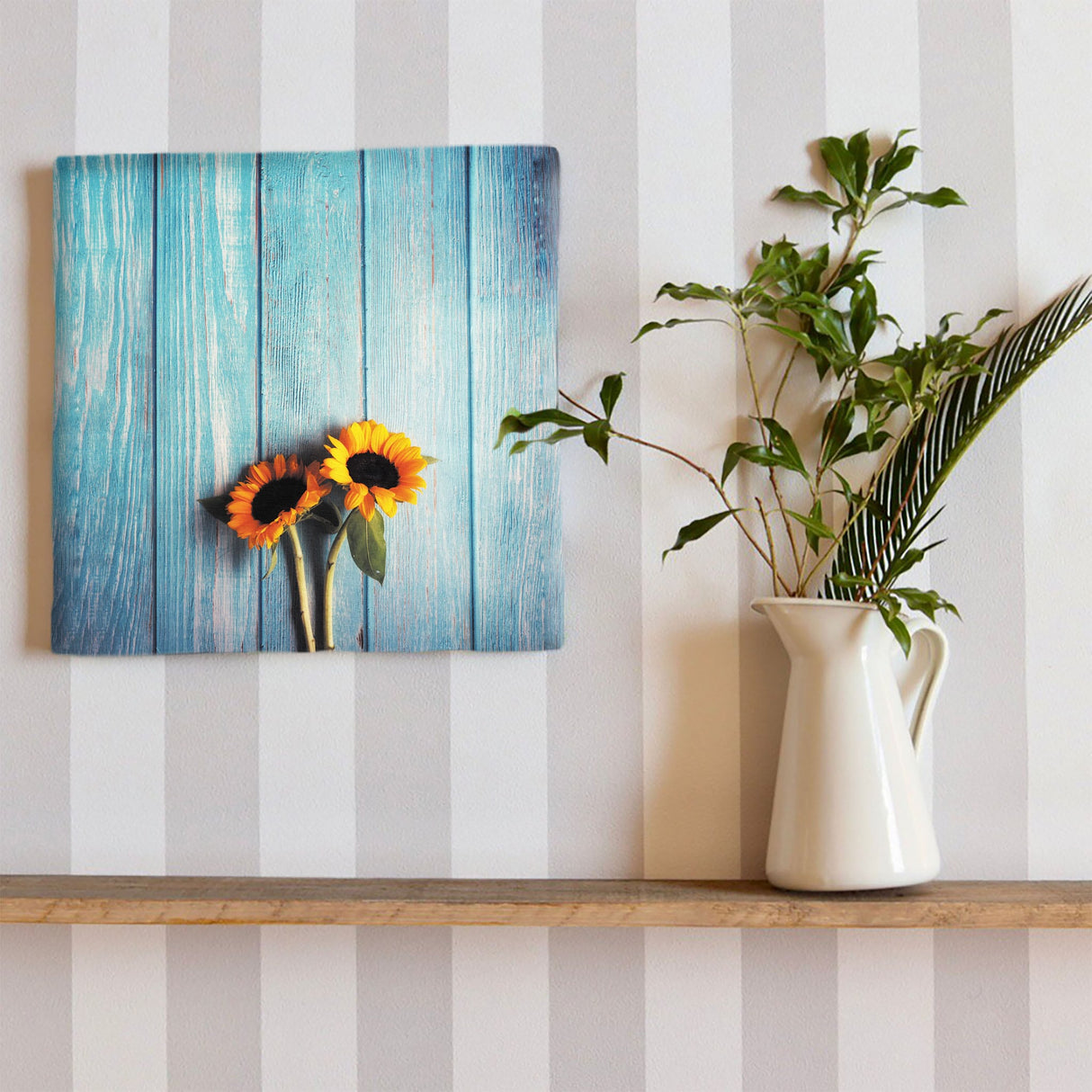 Flower Art Panel Interior Goods Art Panel Canvas Sunflower Blue poht-2205-03