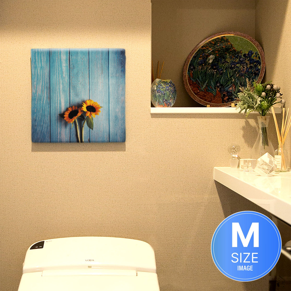 Flower Art Panel Interior Goods Art Panel Canvas Sunflower Blue poht-2205-03