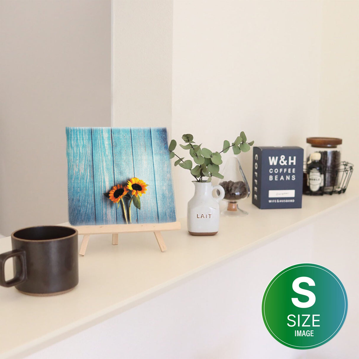 Flower Art Panel Interior Goods Art Panel Canvas Sunflower Blue poht-2205-03