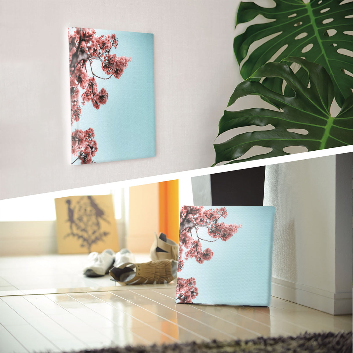 Flower art panel Interior goods Art panel Canvas Pink Blue poht-2205-09