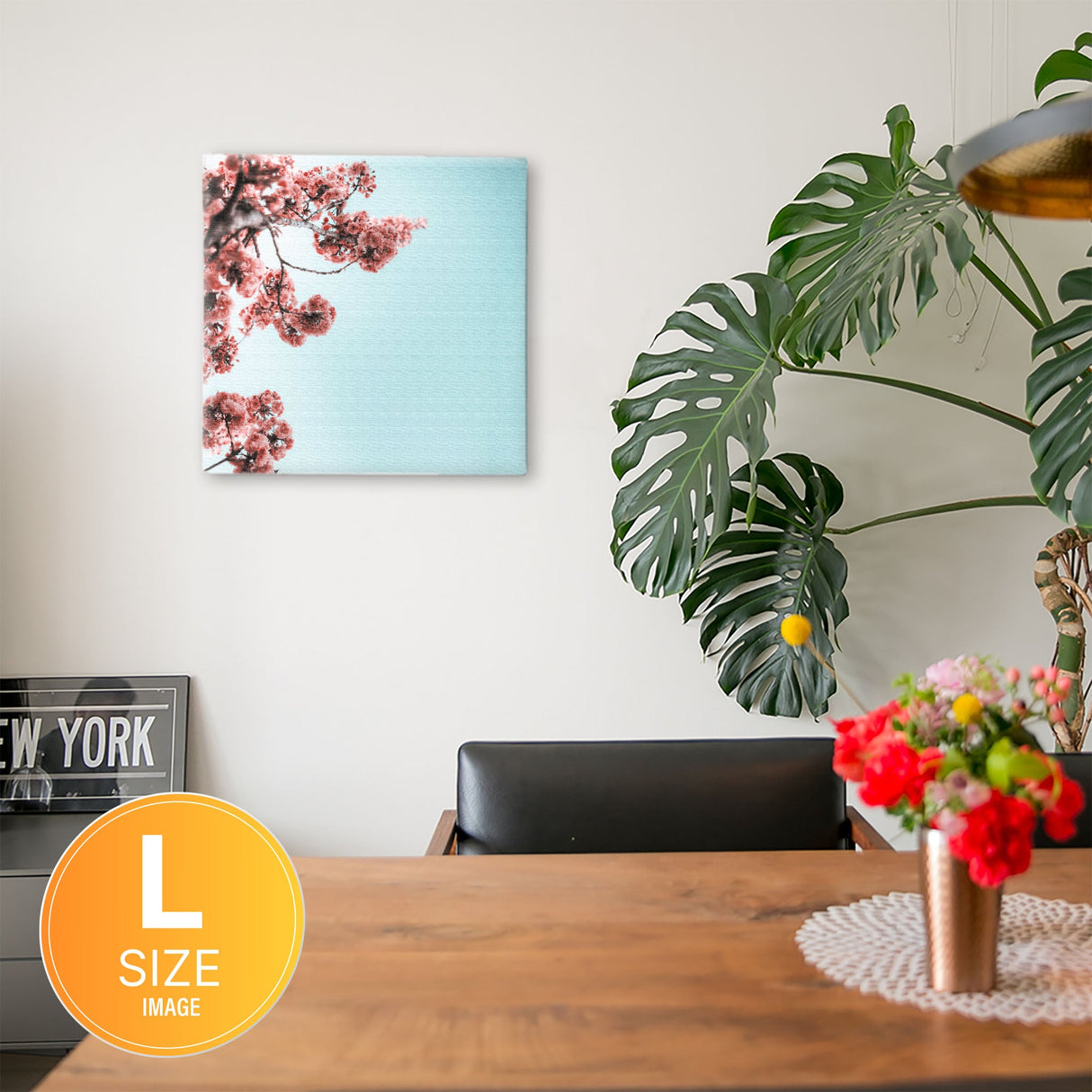 Flower art panel Interior goods Art panel Canvas Pink Blue poht-2205-09