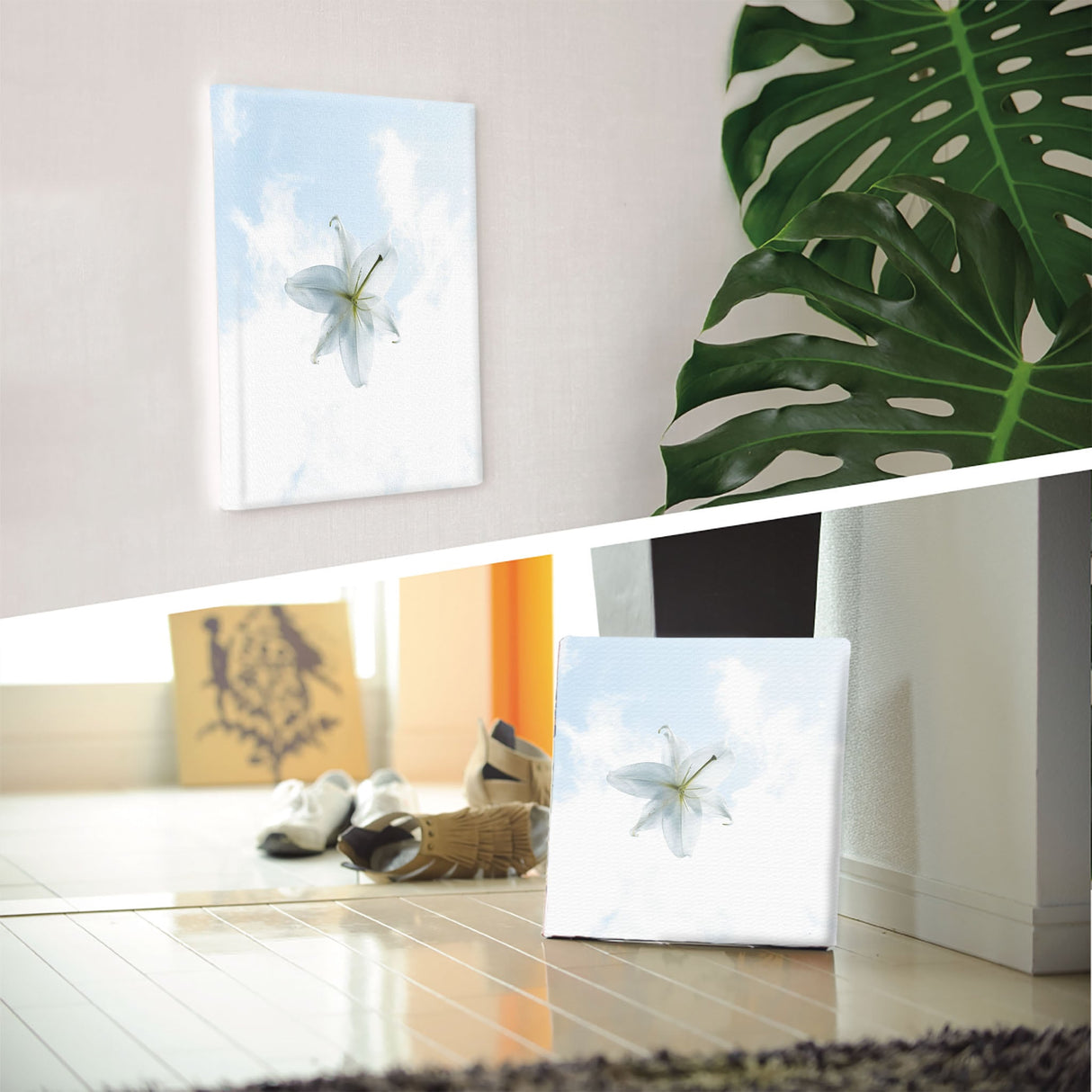 花のファブリックボード インテリア雑貨 アートパネル キャンバス ホワイト poht-2205-12