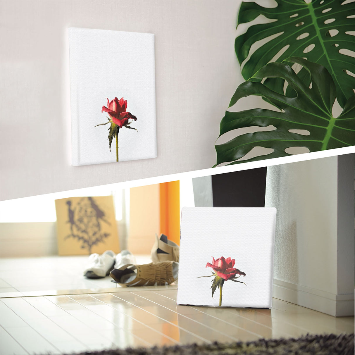 花のファブリックボード インテリア雑貨 アートパネル キャンバス ホワイト poht-2205-14