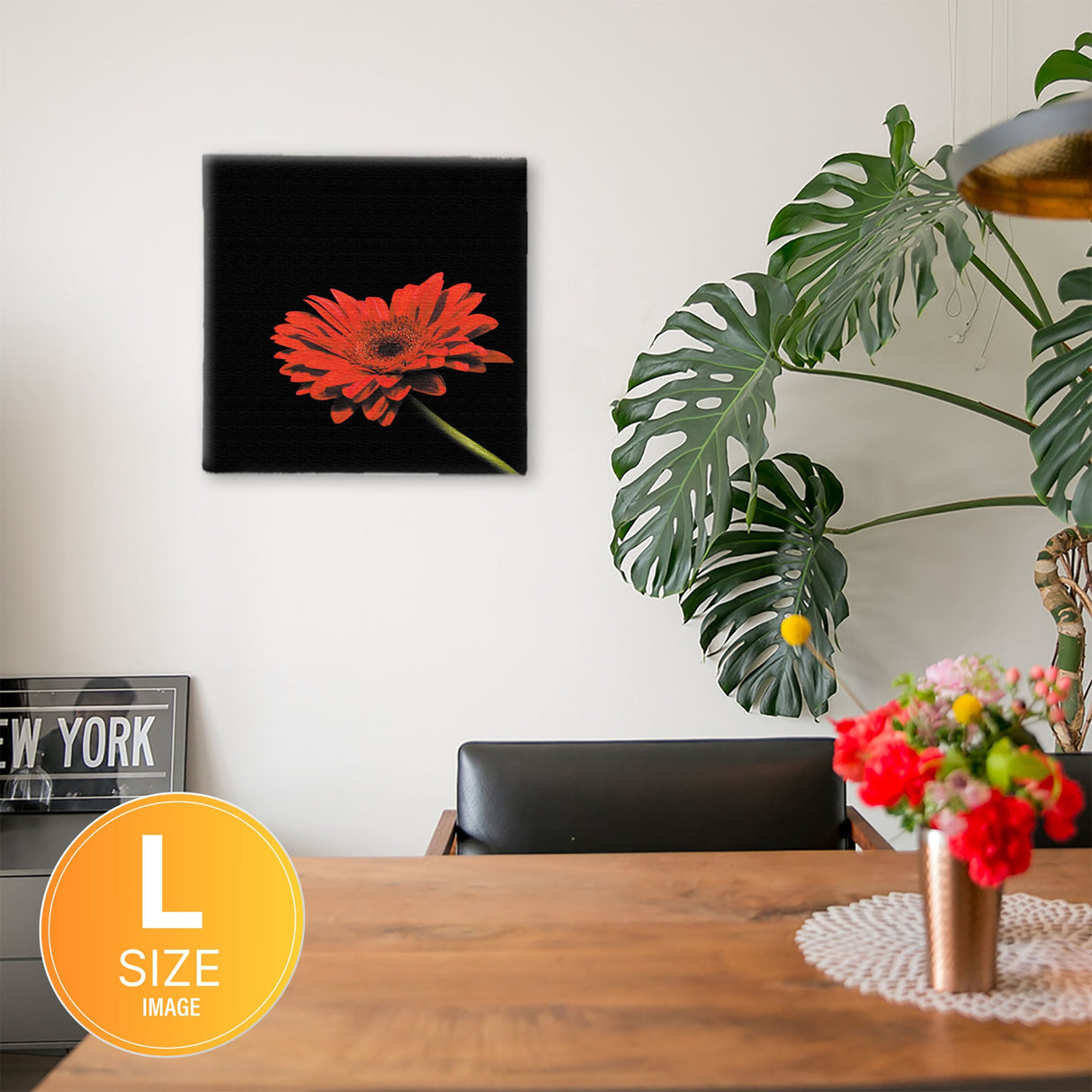 花のアートパネル インテリア雑貨 アートパネル キャンバス ブラック poht-2205-17