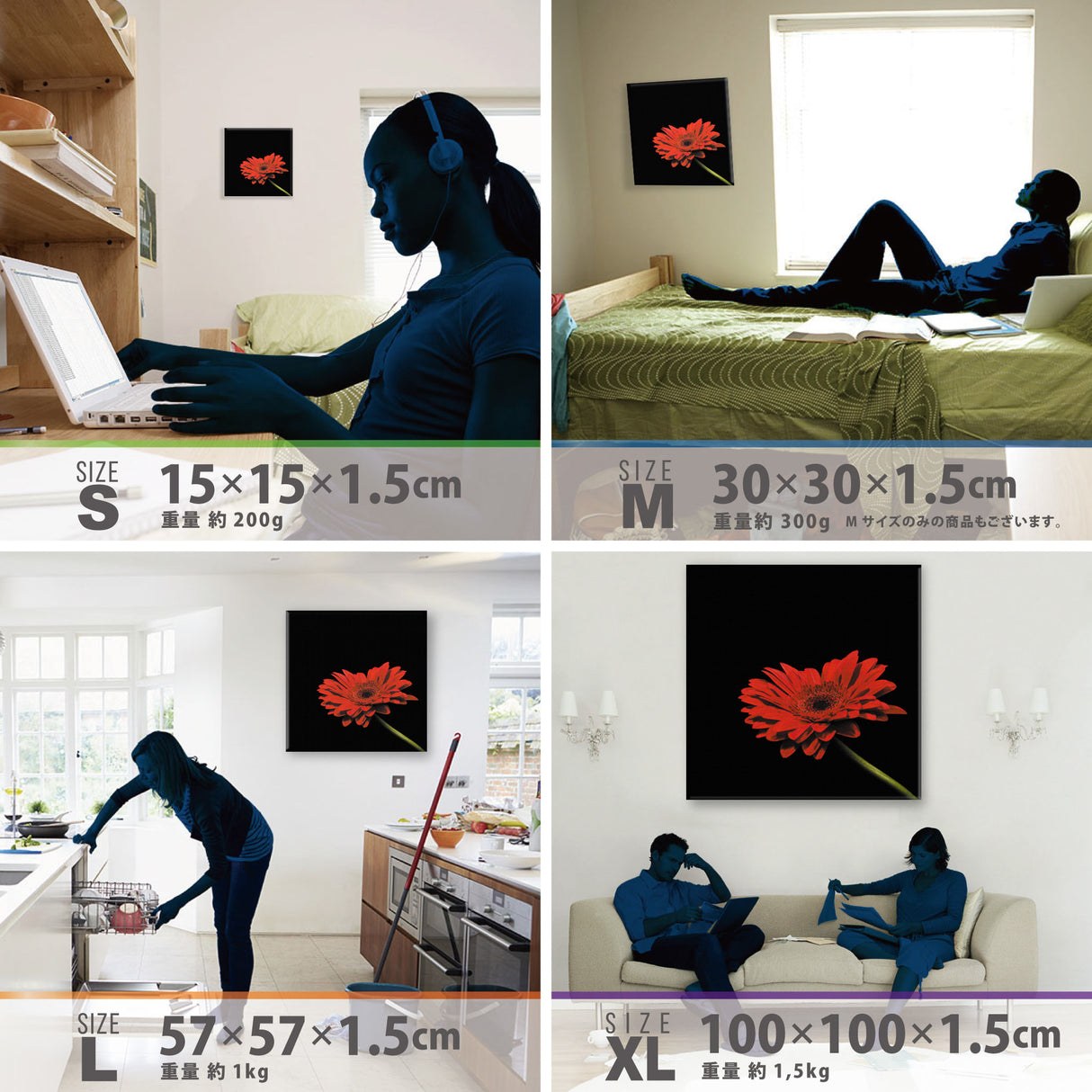 花のアートパネル インテリア雑貨 アートパネル キャンバス ブラック poht-2205-17