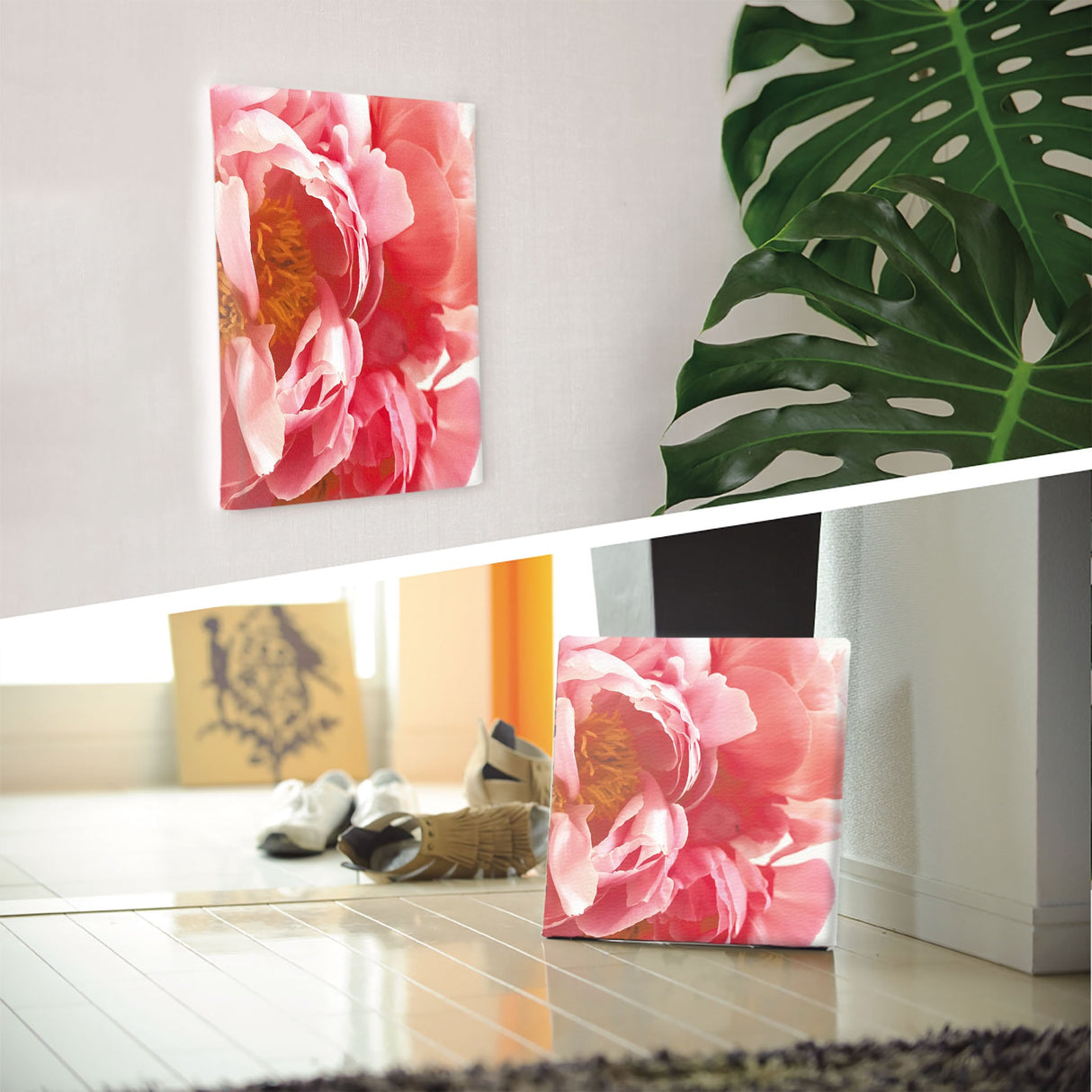 Floral Fabric Board Interior Goods Art Panel Canvas Pink poht-2205-22