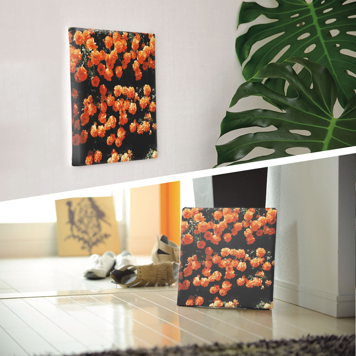 Flower Art Panel Interior Goods Art Panel Canvas Orange poht-2205-23