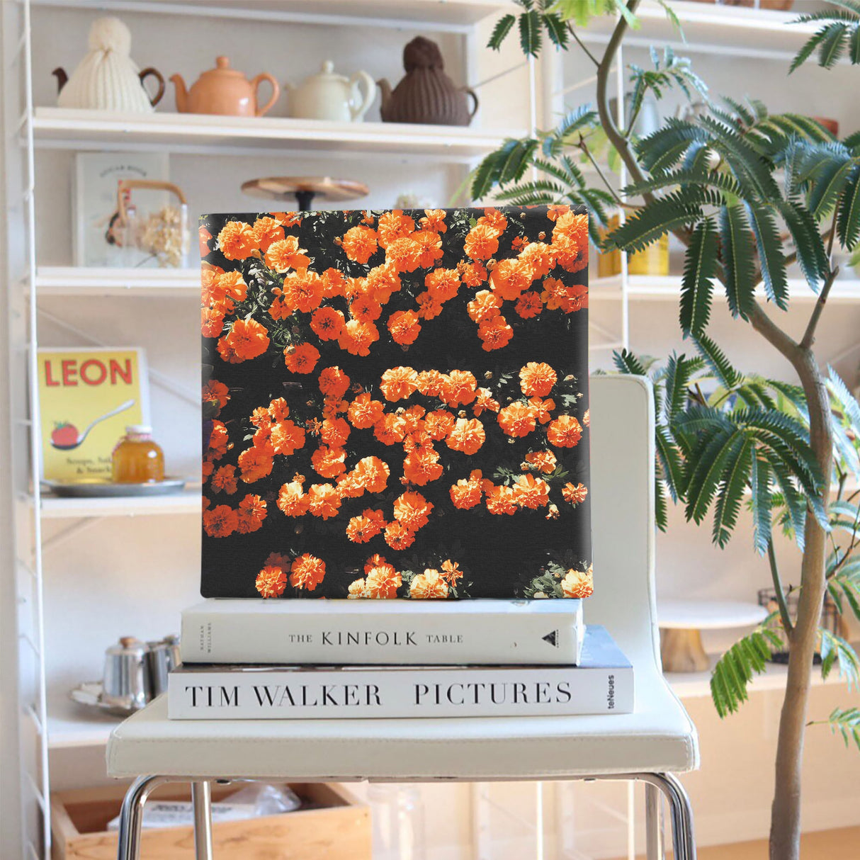 Flower Art Panel Interior Goods Art Panel Canvas Orange poht-2205-23