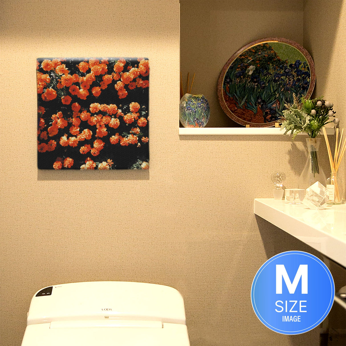 Flower Art Panel Interior Goods Art Panel Canvas Orange poht-2205-23