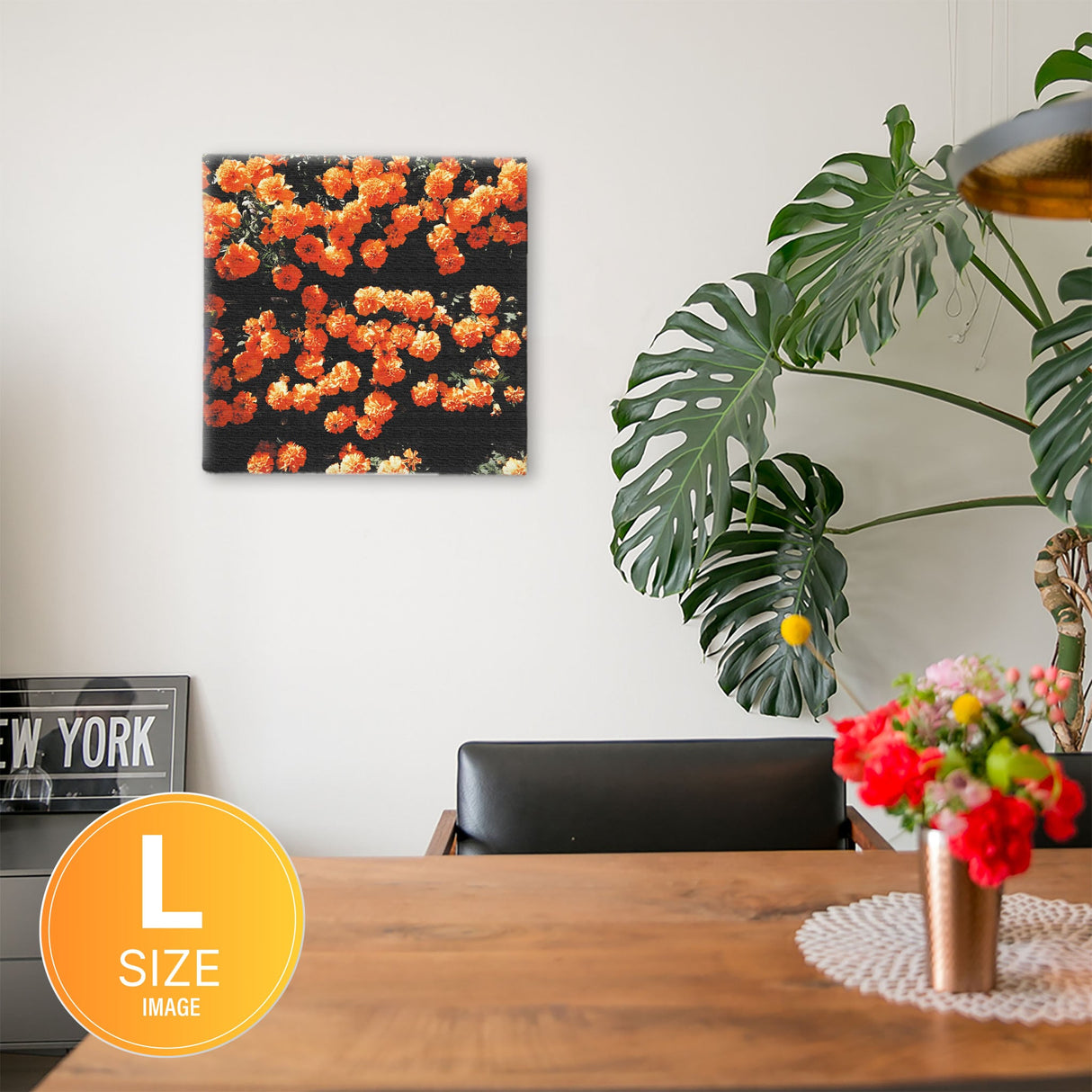 Flower Art Panel Interior Goods Art Panel Canvas Orange poht-2205-23