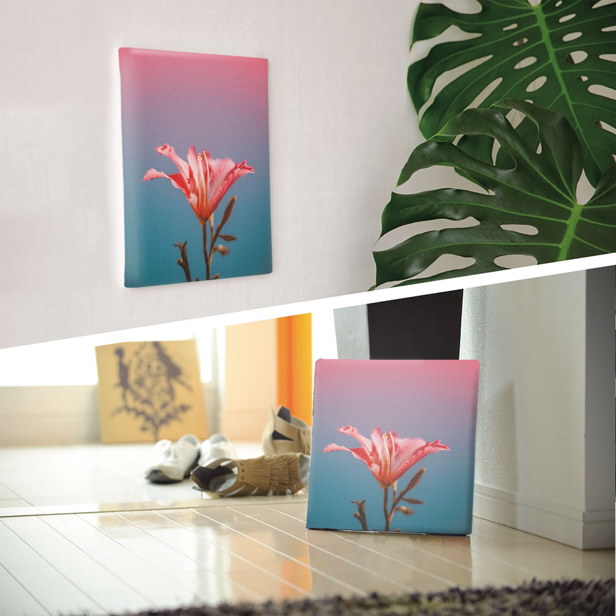 花のファブリックボード インテリア雑貨 アートパネル キャンバス ピンク poht-2205-24