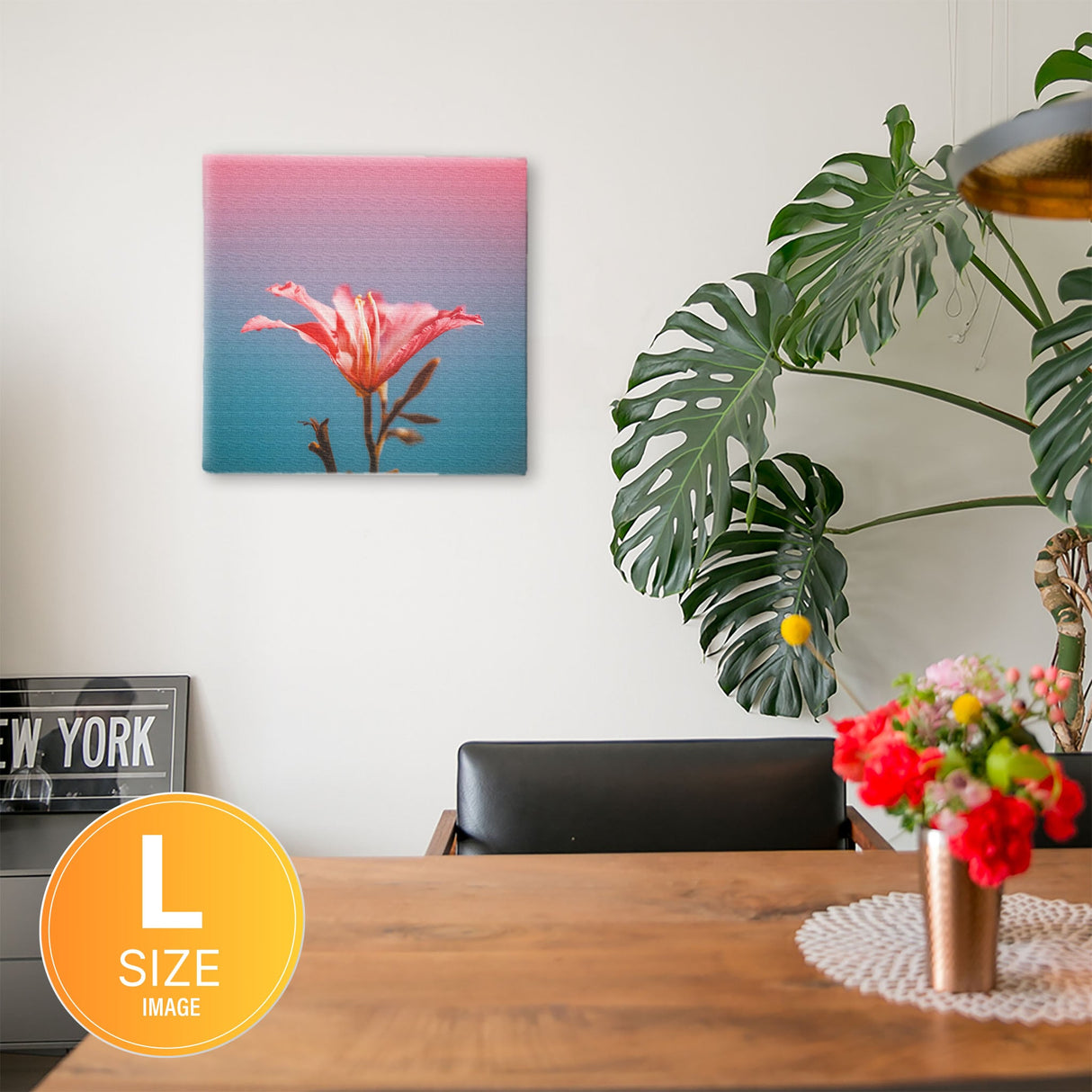 花のファブリックボード インテリア雑貨 アートパネル キャンバス ピンク poht-2205-24