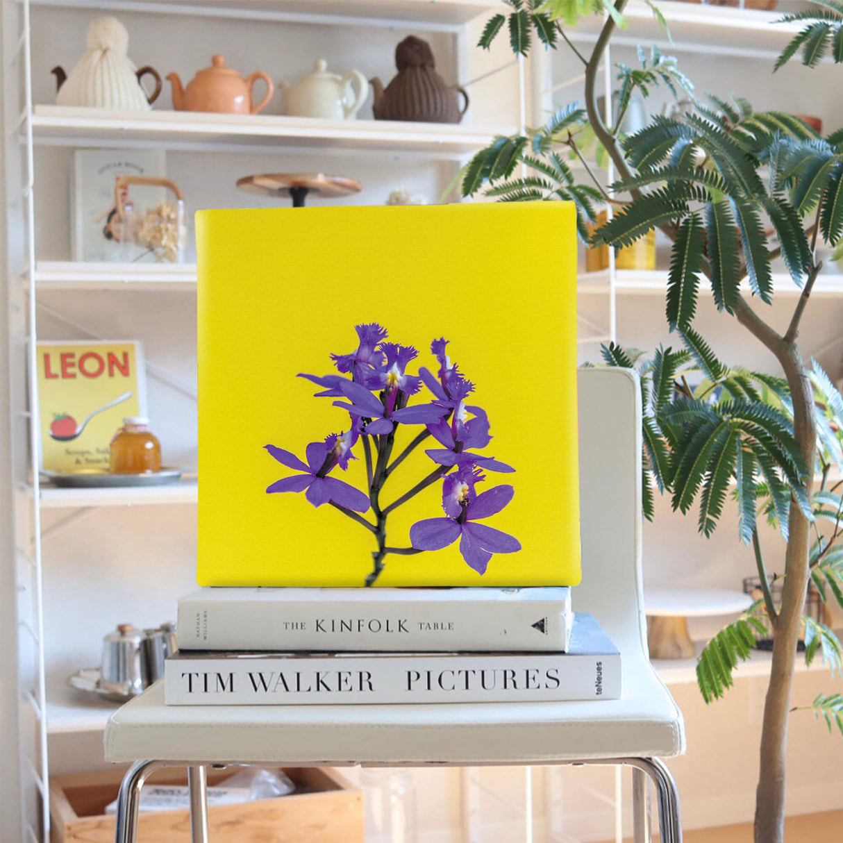 花のファブリックボード インテリア雑貨 アートパネル キャンバス イエロー poht-2205-26