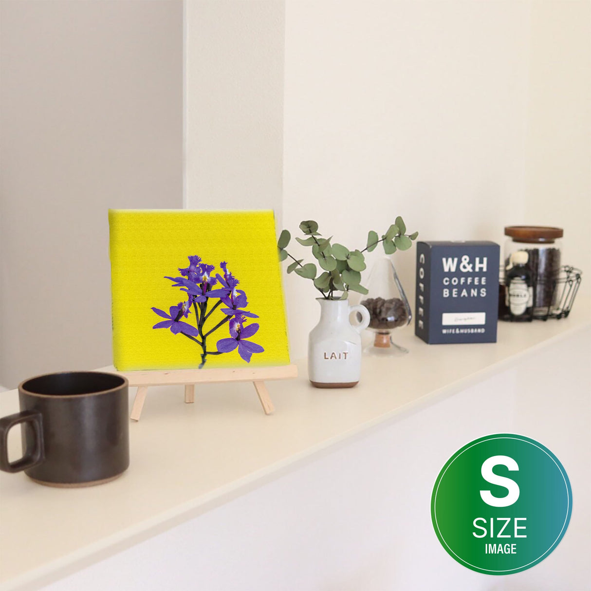 花のファブリックボード インテリア雑貨 アートパネル キャンバス イエロー poht-2205-26