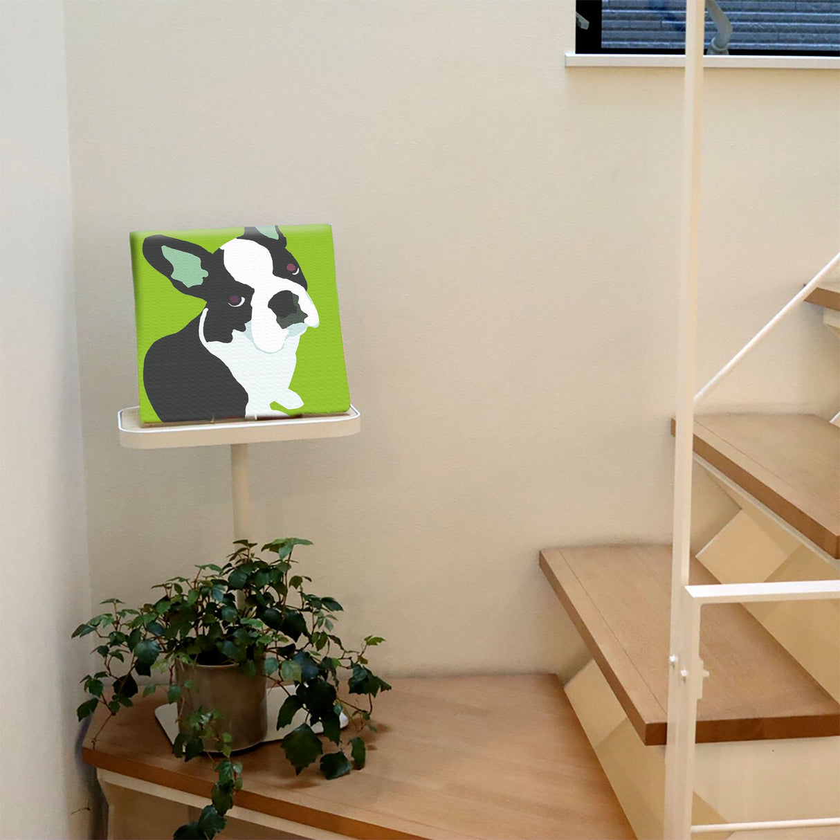 犬モチーフ、フレンチブルドッグのインテリア小物 壁掛け アート pop-0030-grn
