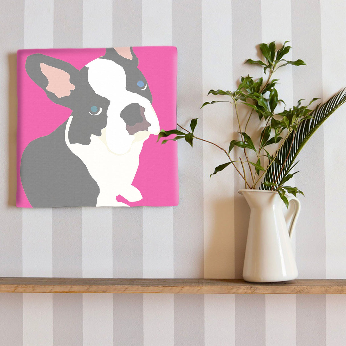 フレンチブルドッグモチーフの壁掛け、インテリア ウォールデコ インテリア pop-0030-pk