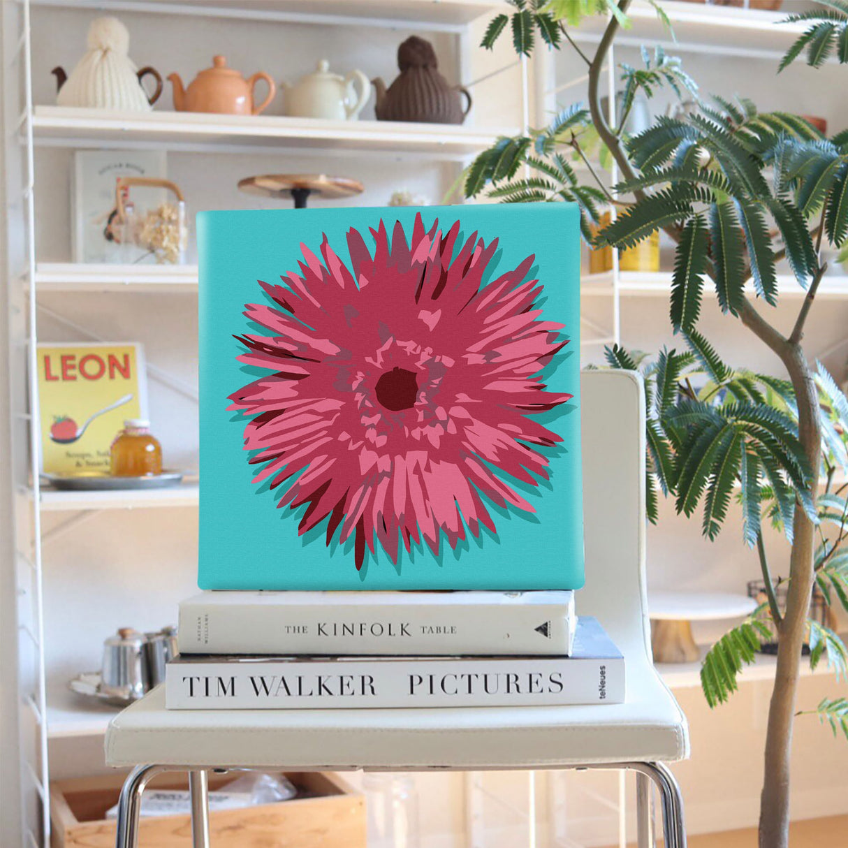 花モチーフのファブリックパネル インテリア アート pop-0031-blu