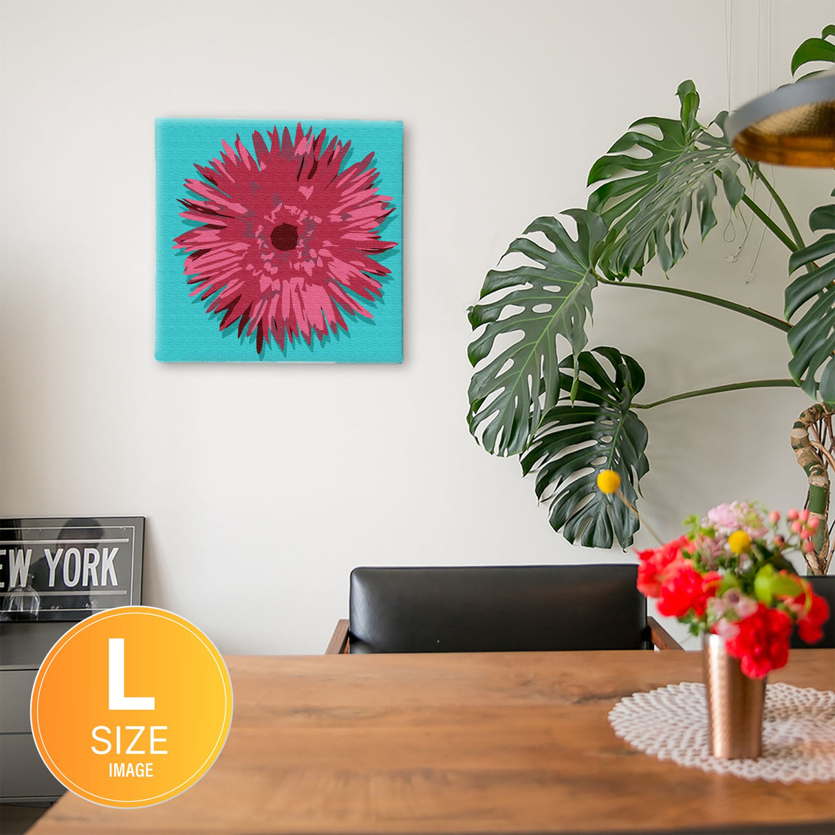 花モチーフのファブリックパネル インテリア アート pop-0031-blu