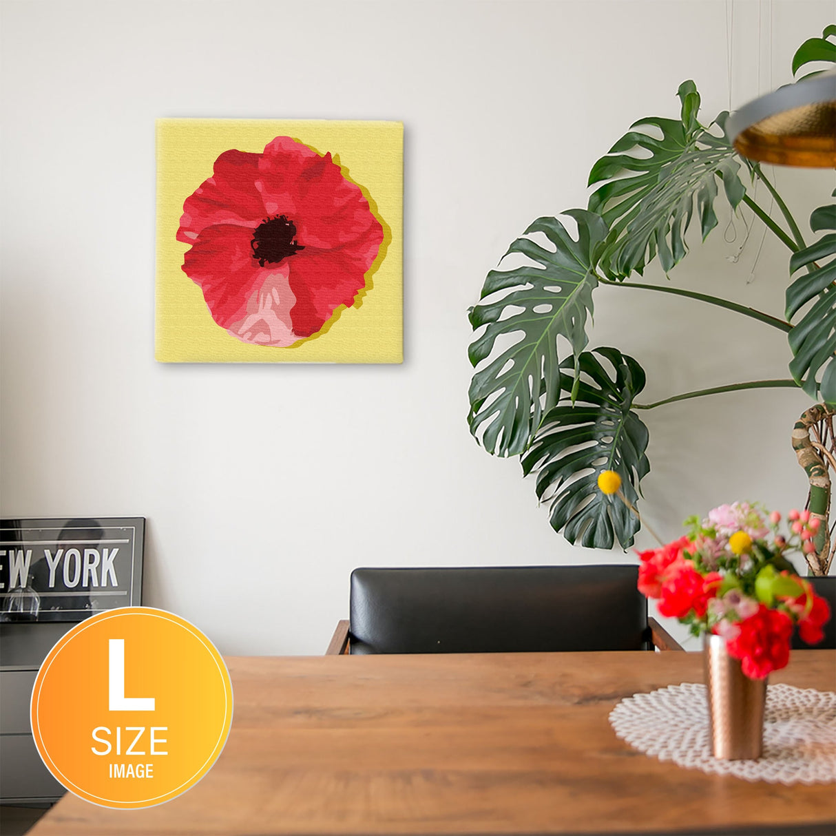 花モチーフのファブリックパネル インテリア 雑貨 pop-0031-ye