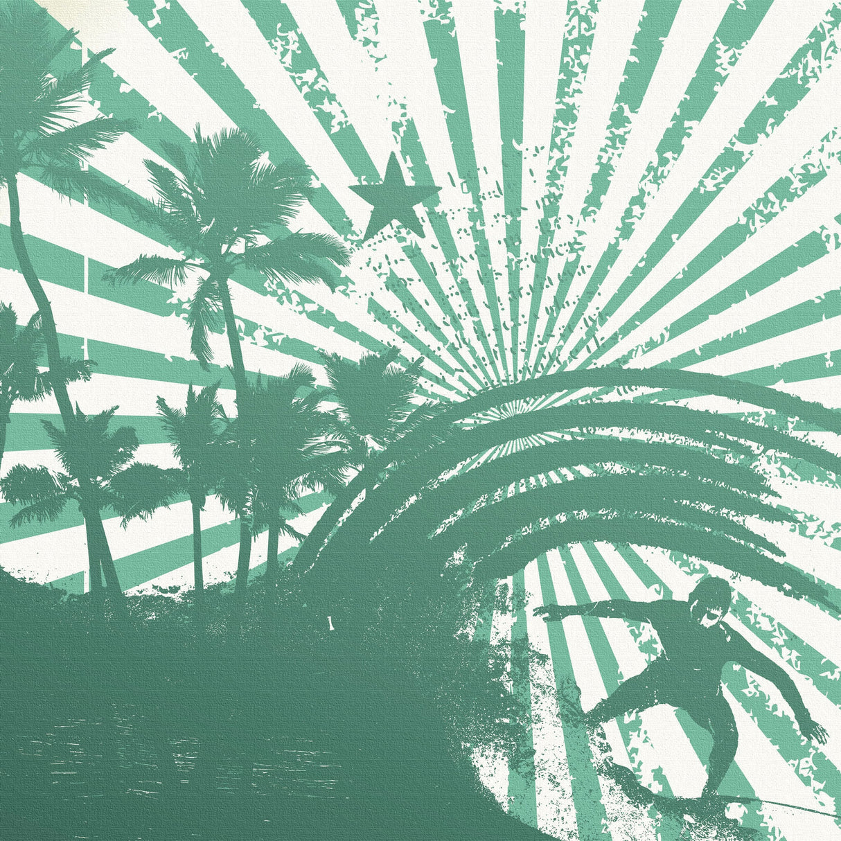 サーフィンモチーフのファブリックボード アート 雑貨 pop-0047