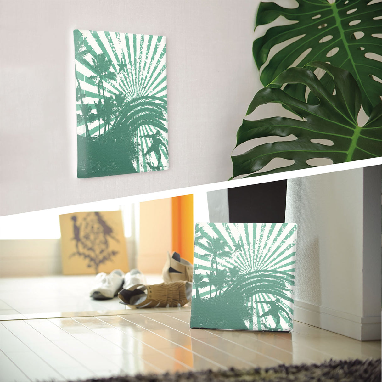 サーフィンモチーフのファブリックボード アート 雑貨 pop-0047