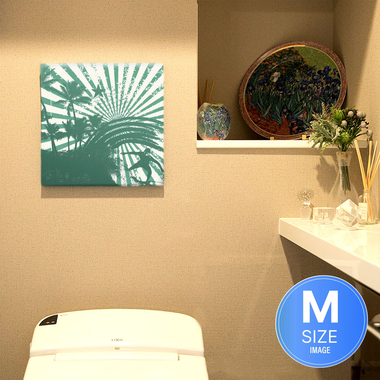 サーフィンモチーフのファブリックボード アート 雑貨 pop-0047