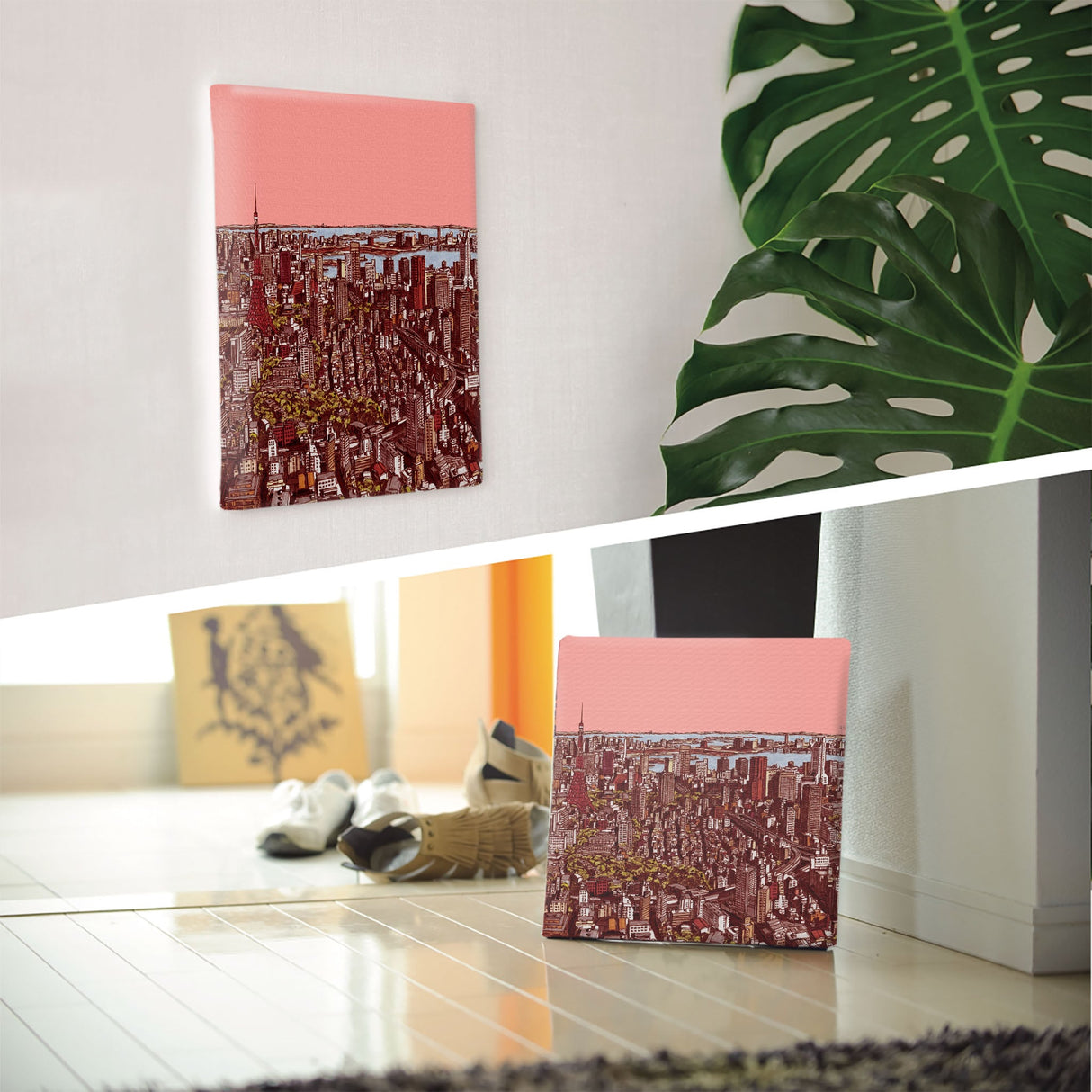 Fabric panel with a sketch of Tokyo at dusk Art Goods sbt-0002