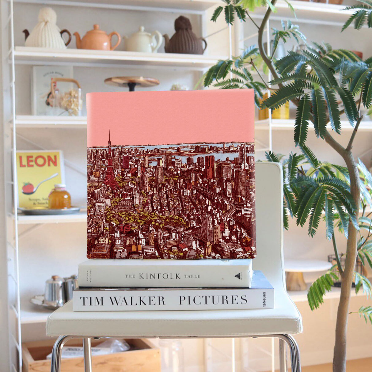 Fabric panel with a sketch of Tokyo at dusk Art Goods sbt-0002